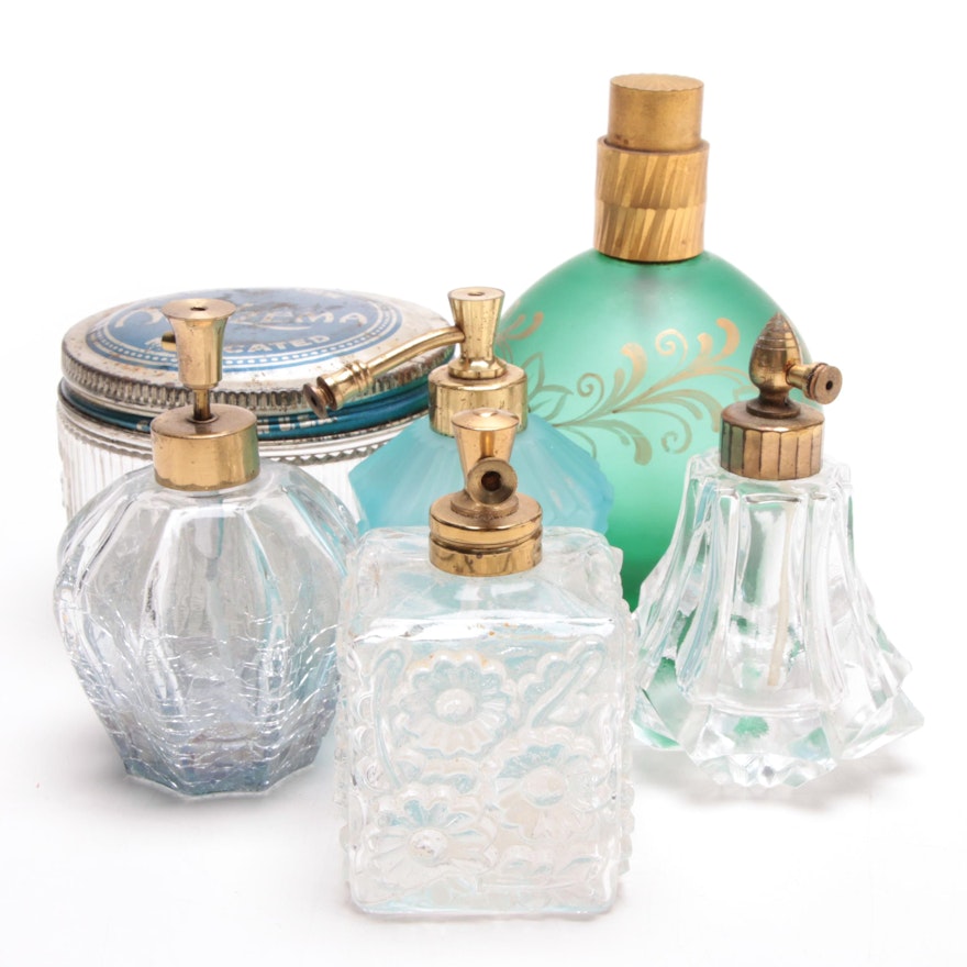 Glass Perfume Bottles and Vanity Jar