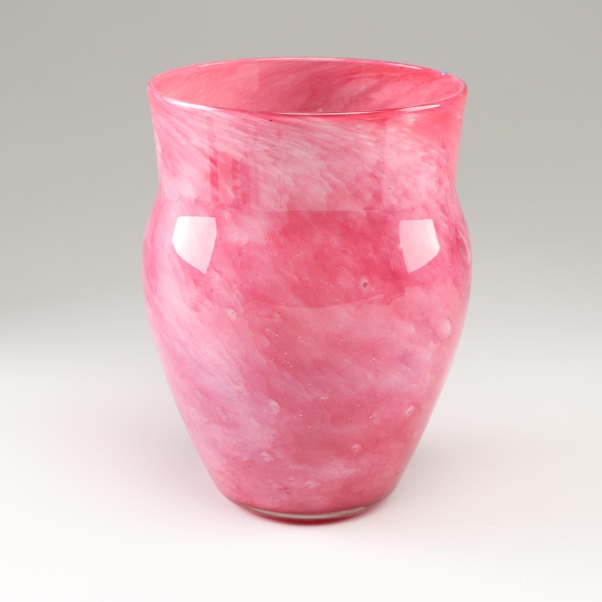 Steuben Pink Cluthra Art Glass Vase