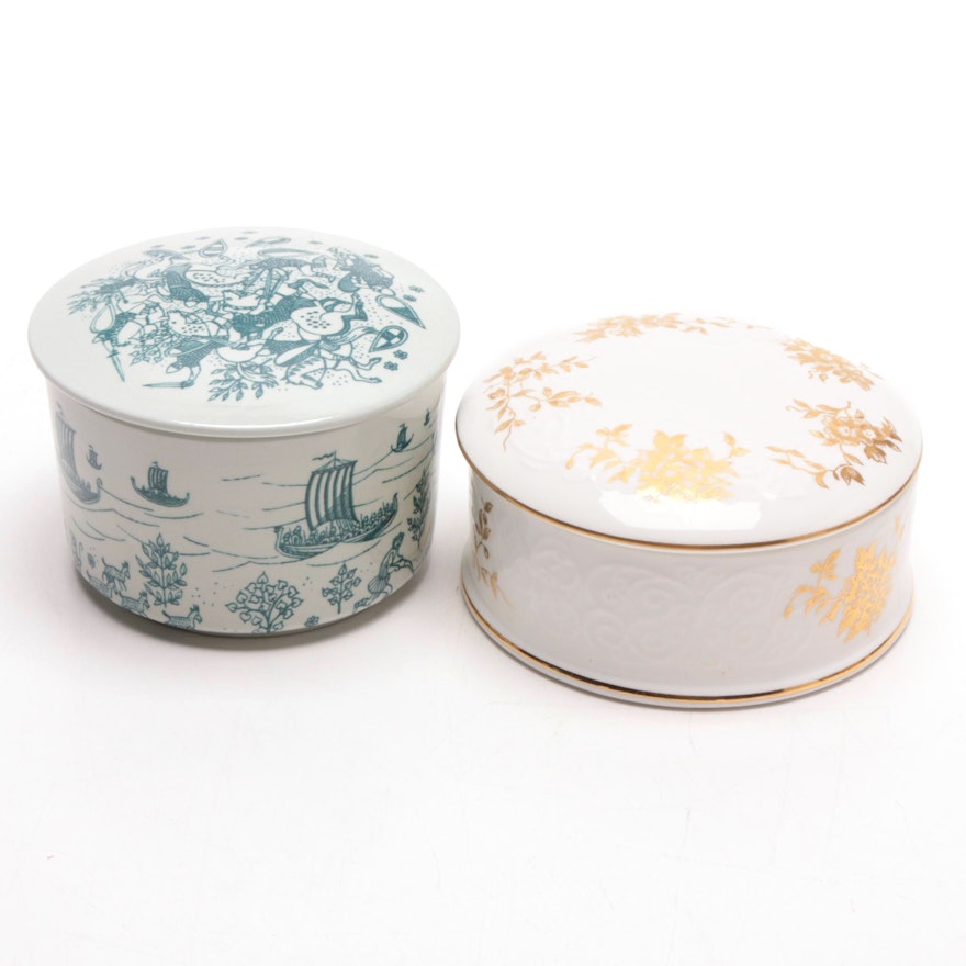 Danish and English Ceramic Vanity Boxes