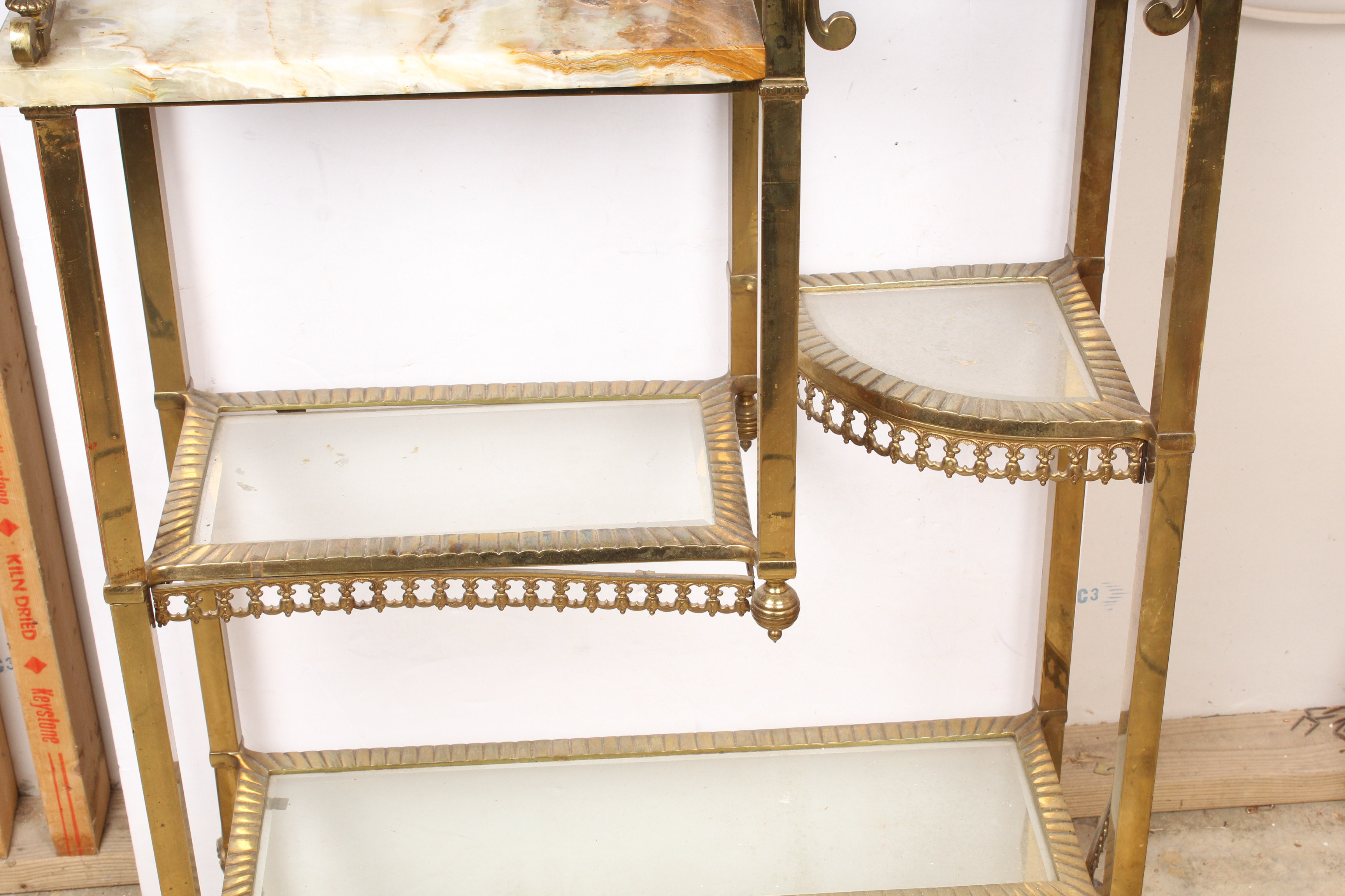 Brass, Marble & Glass Display Shelf