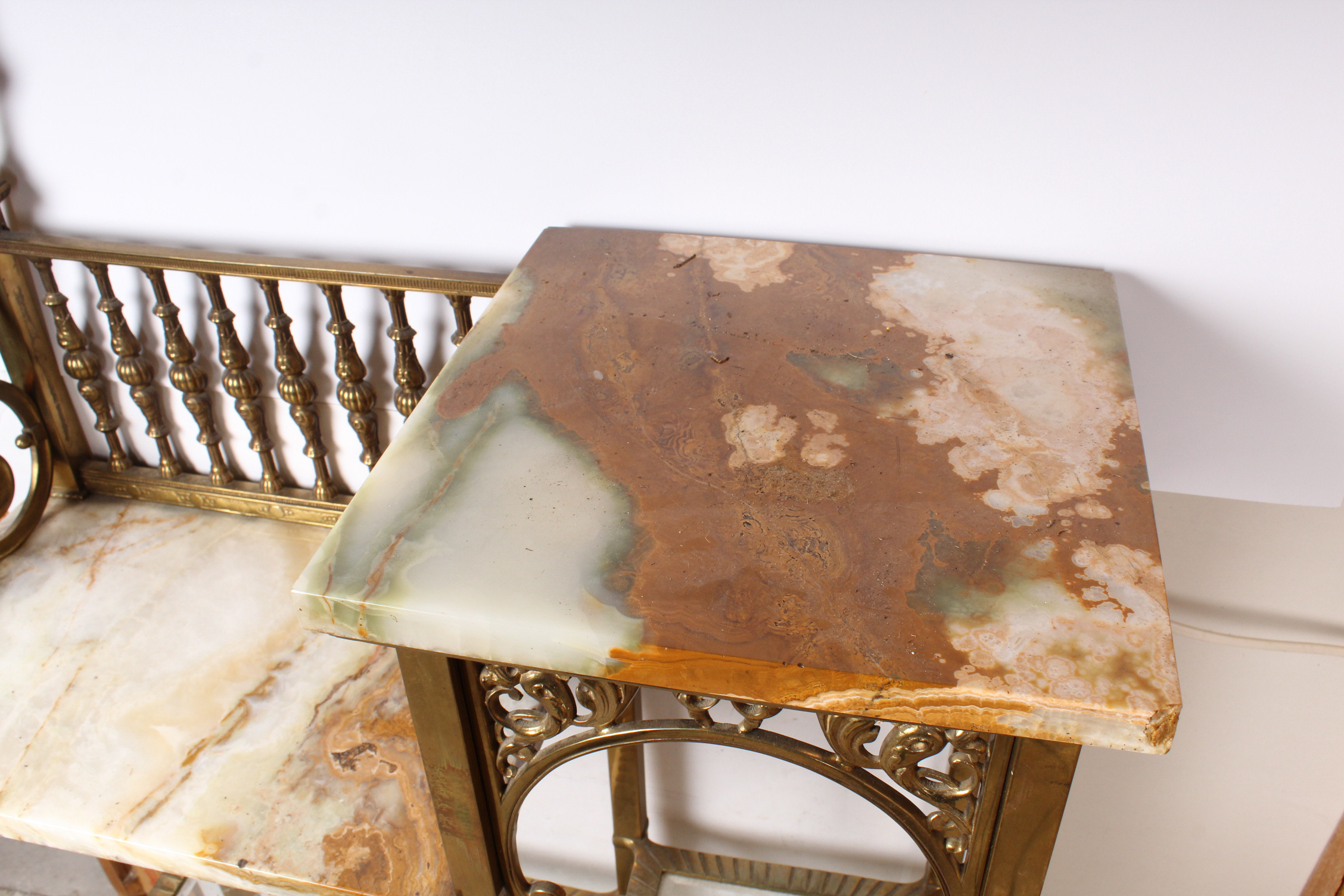 Brass, Marble & Glass Display Shelf