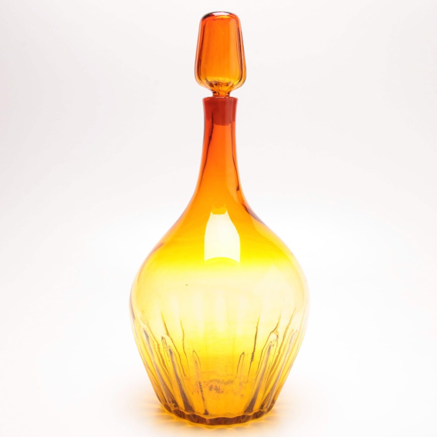 Blenko Amberina Glass Decanter, Attributed