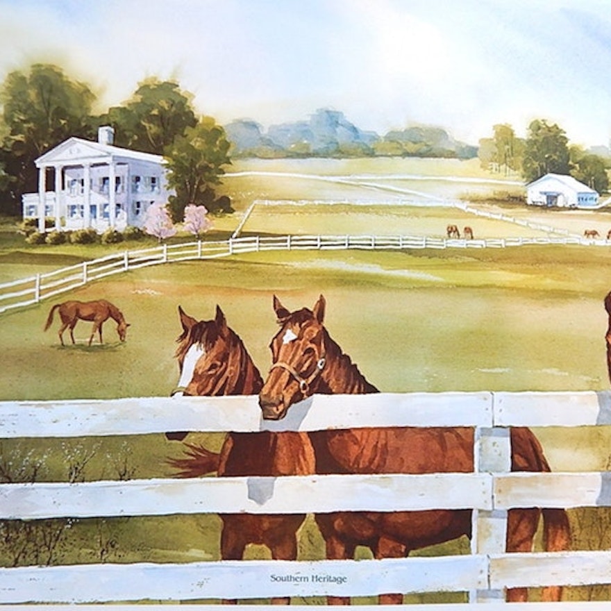 1984 Tony Oswald Signed Limited "Southern Heritage" Offset Lithograph