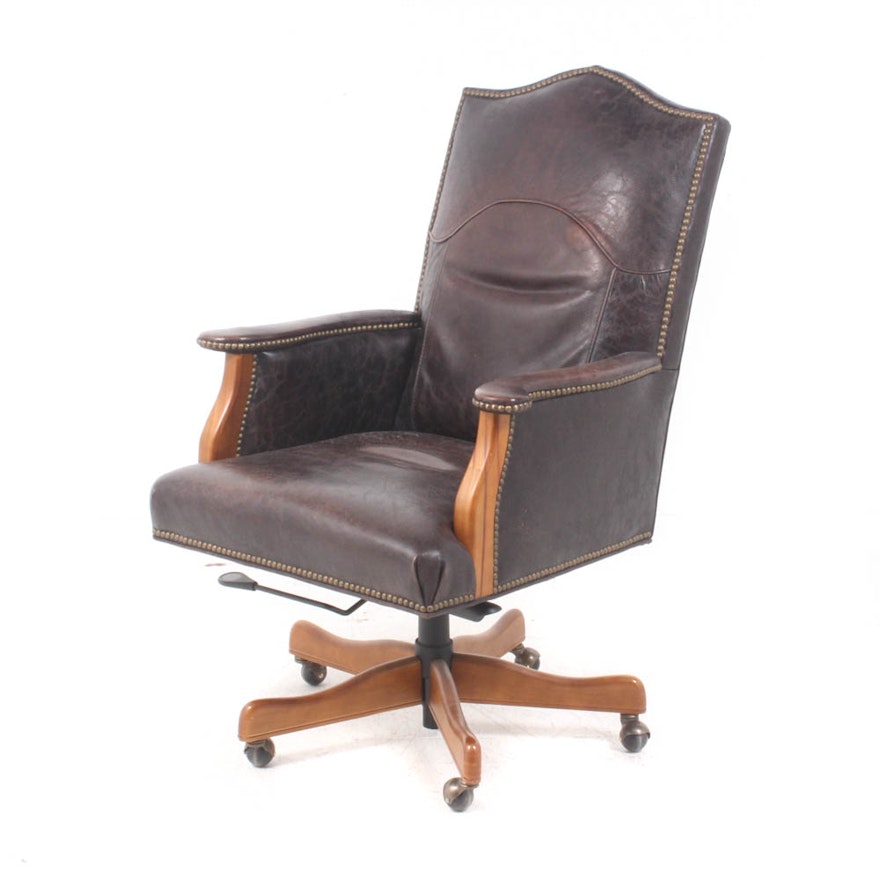 Arhaus Furniture Studded Leather Office Chair