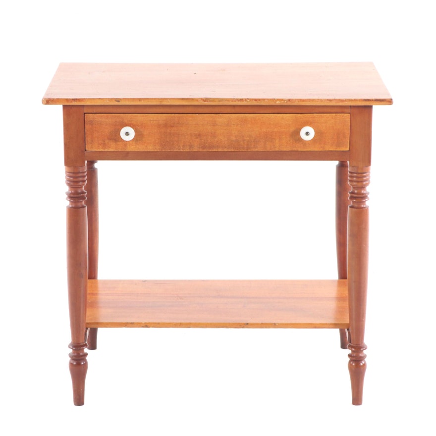 Federal Style Maple Side Table with Drawer, Early 20th Century