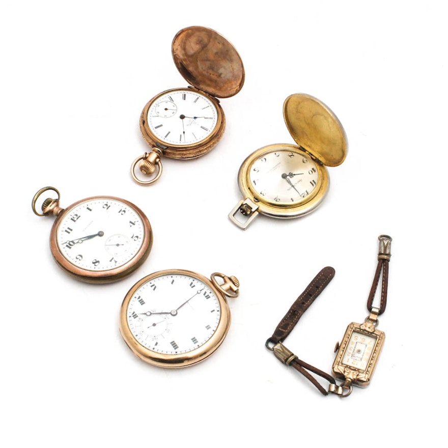 Vintage Pocket Watches by Andre Revalle, Elgin, and Hamilton