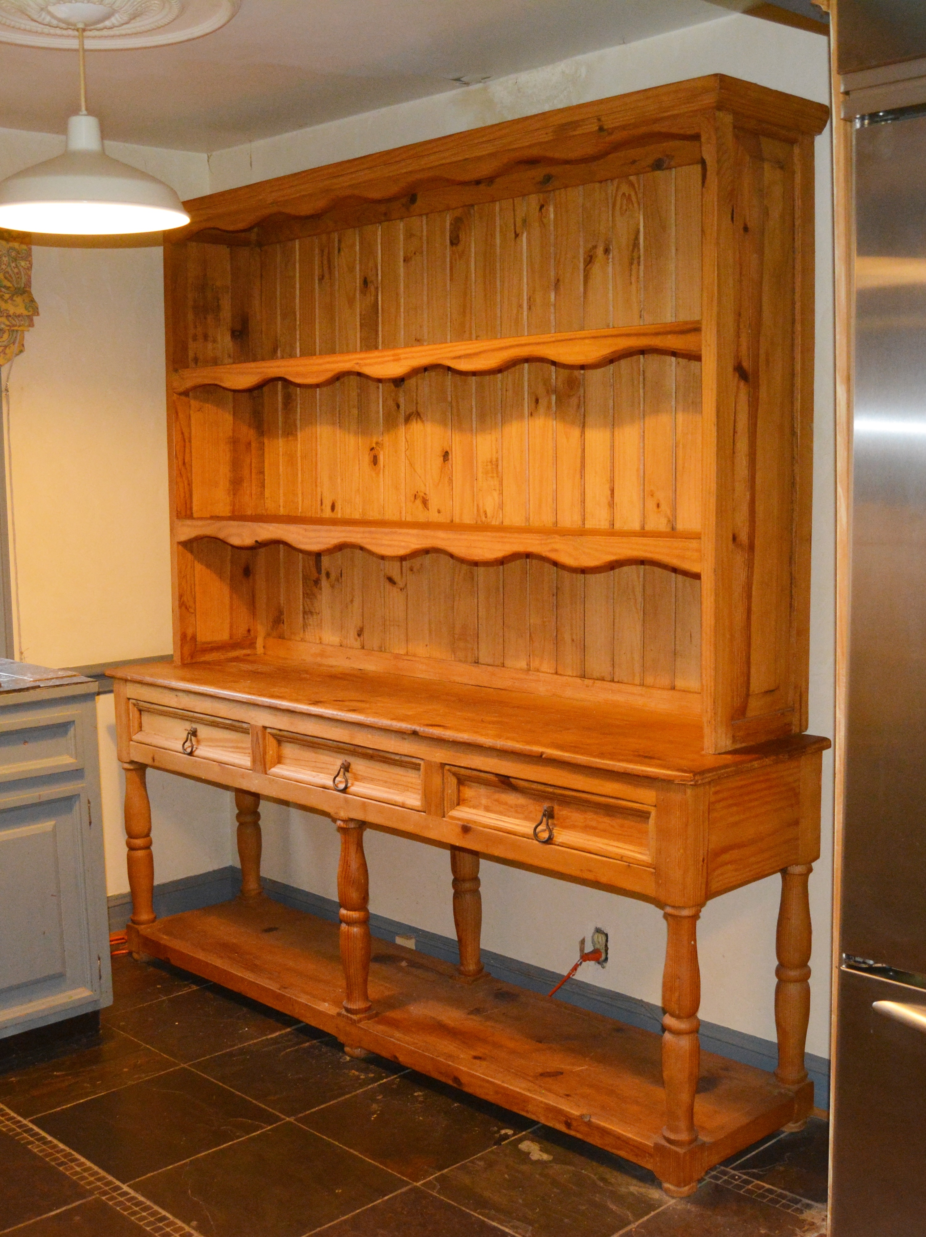 French Country Style Pine Hutch and Sideboard, 20th Century