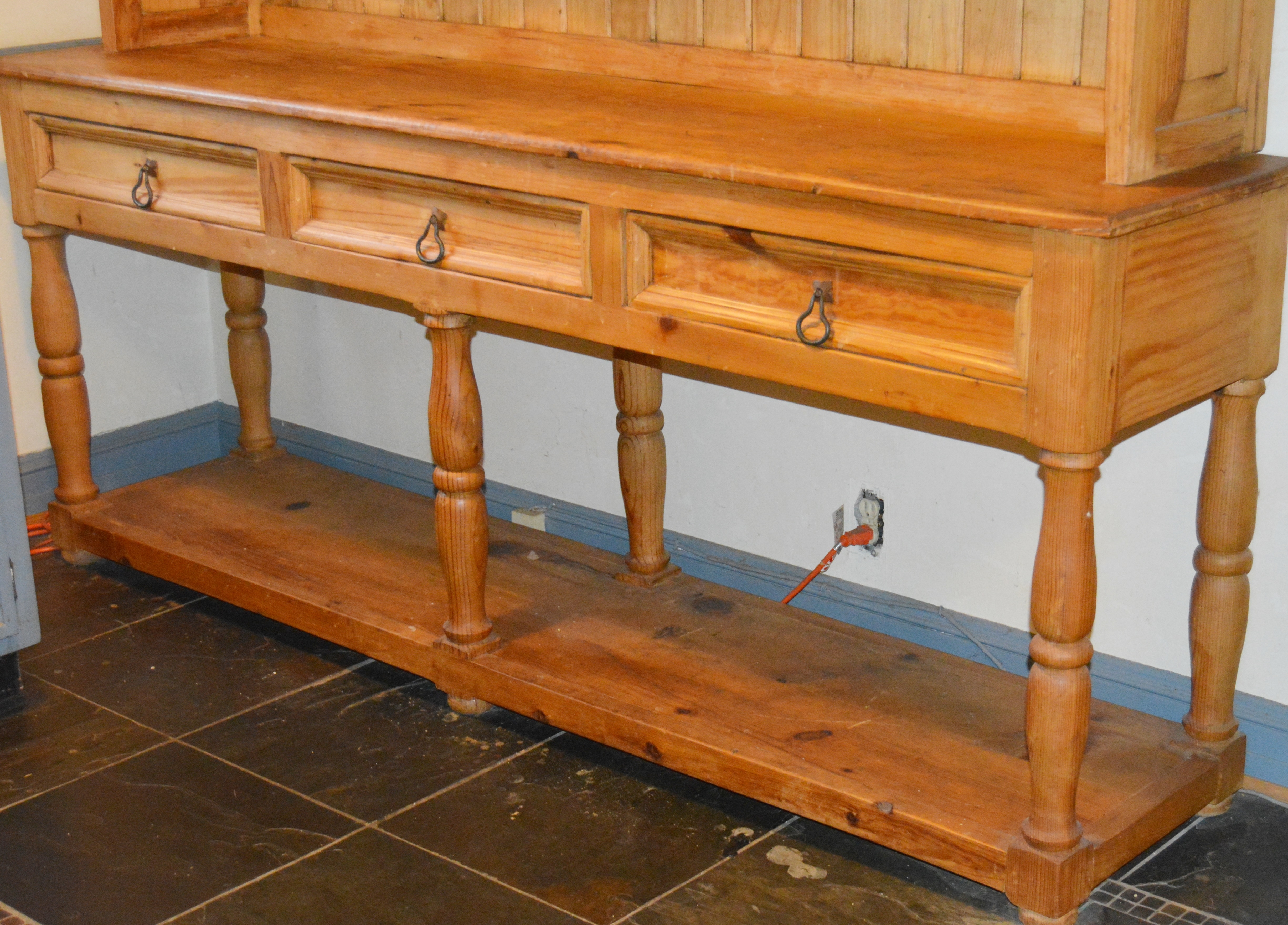 French Country Style Pine Hutch and Sideboard, 20th Century