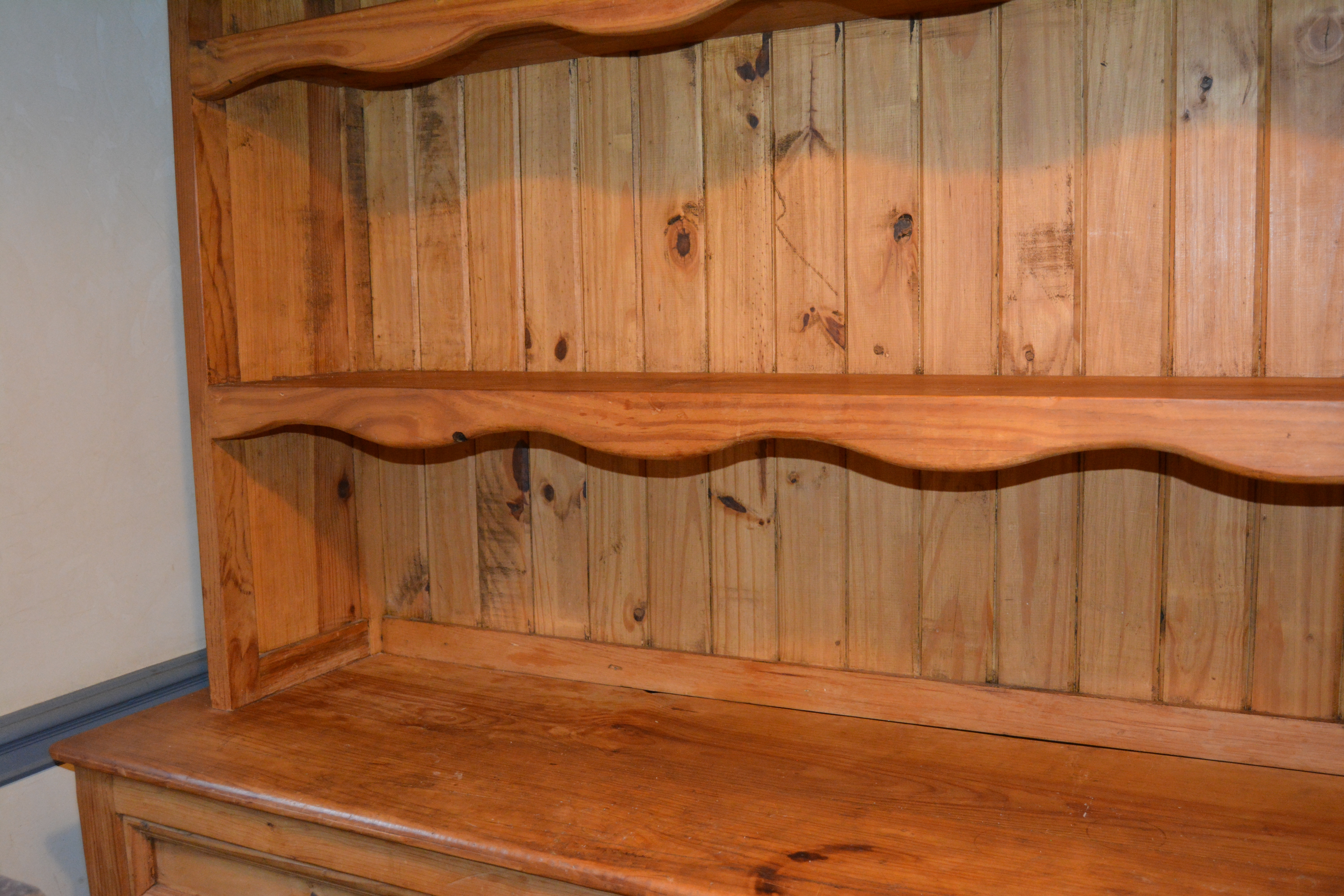 French Country Style Pine Hutch and Sideboard, 20th Century