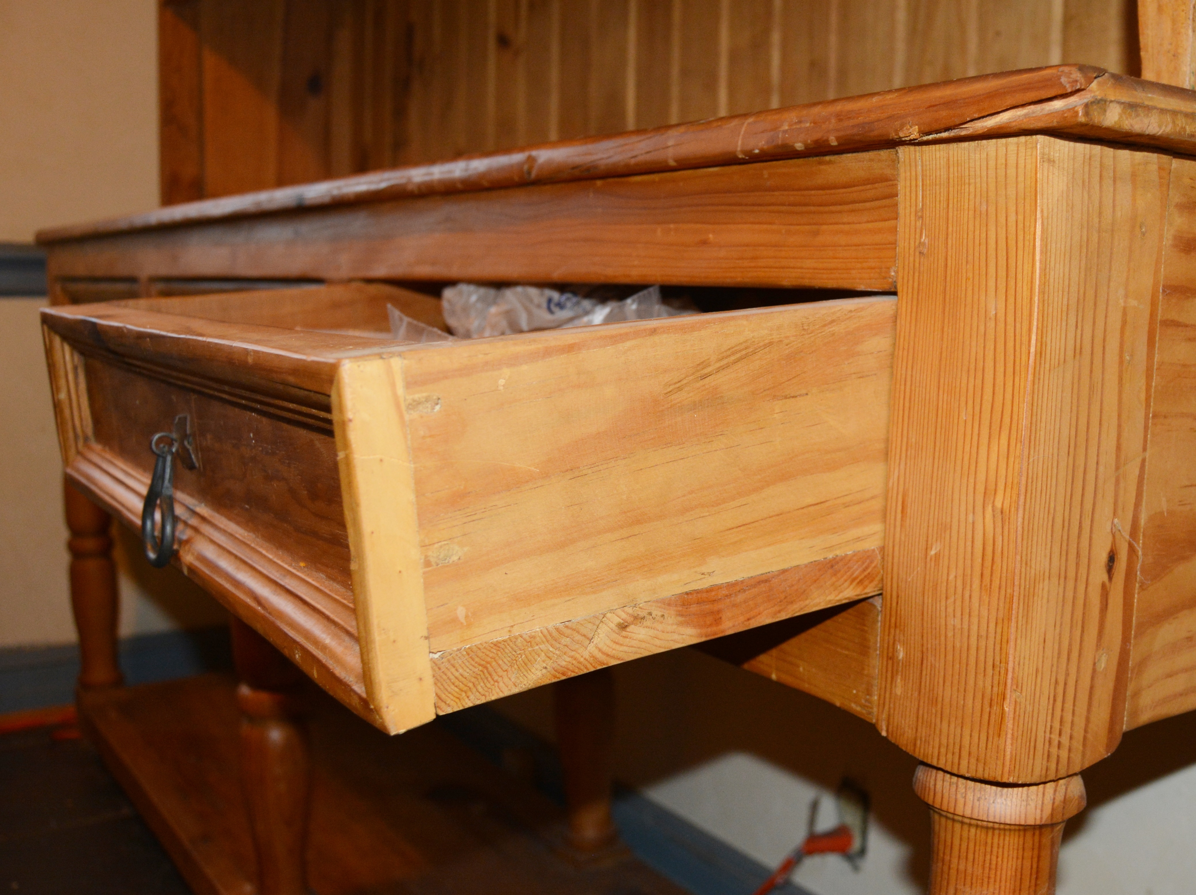 French Country Style Pine Hutch and Sideboard, 20th Century