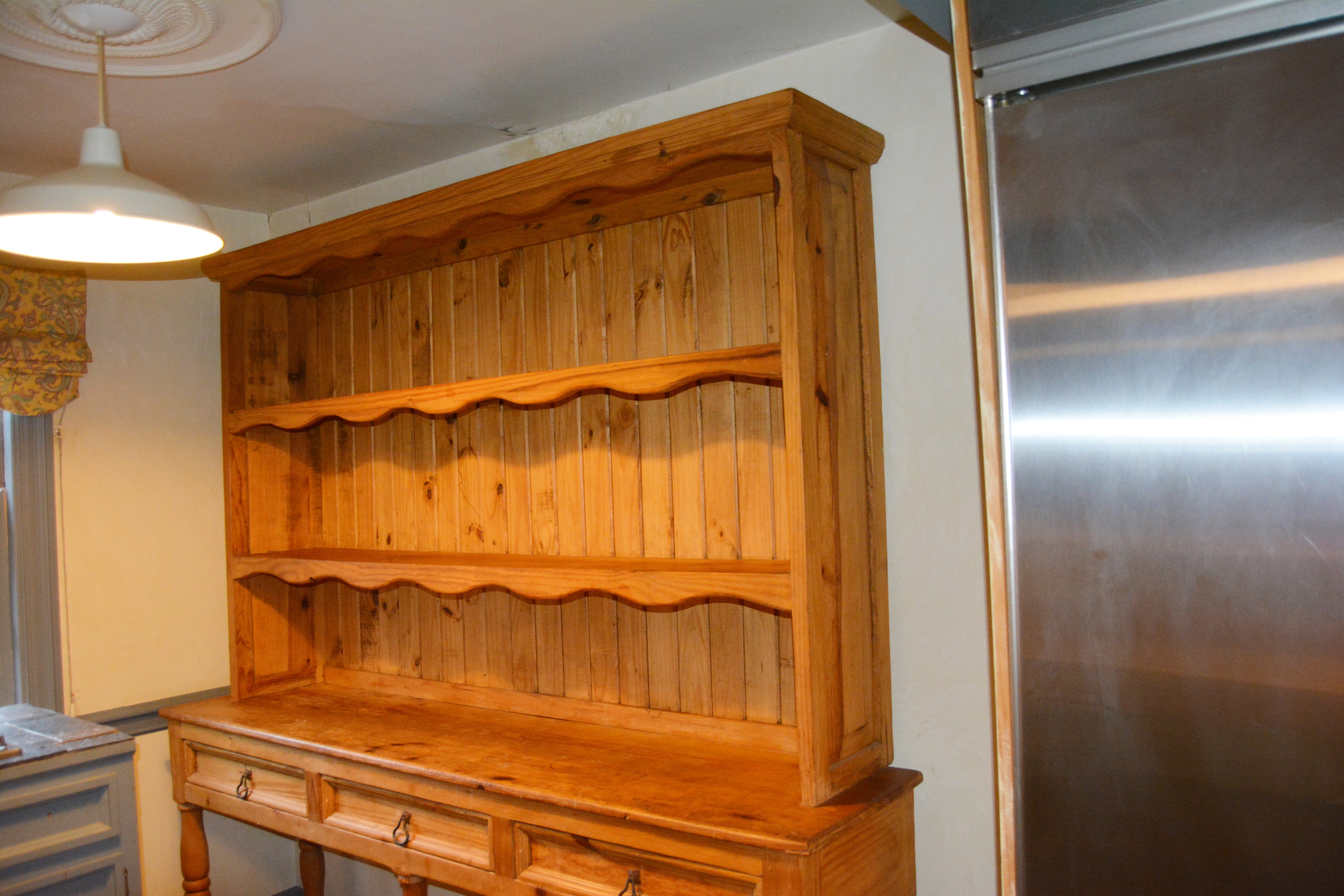 French Country Style Pine Hutch and Sideboard, 20th Century