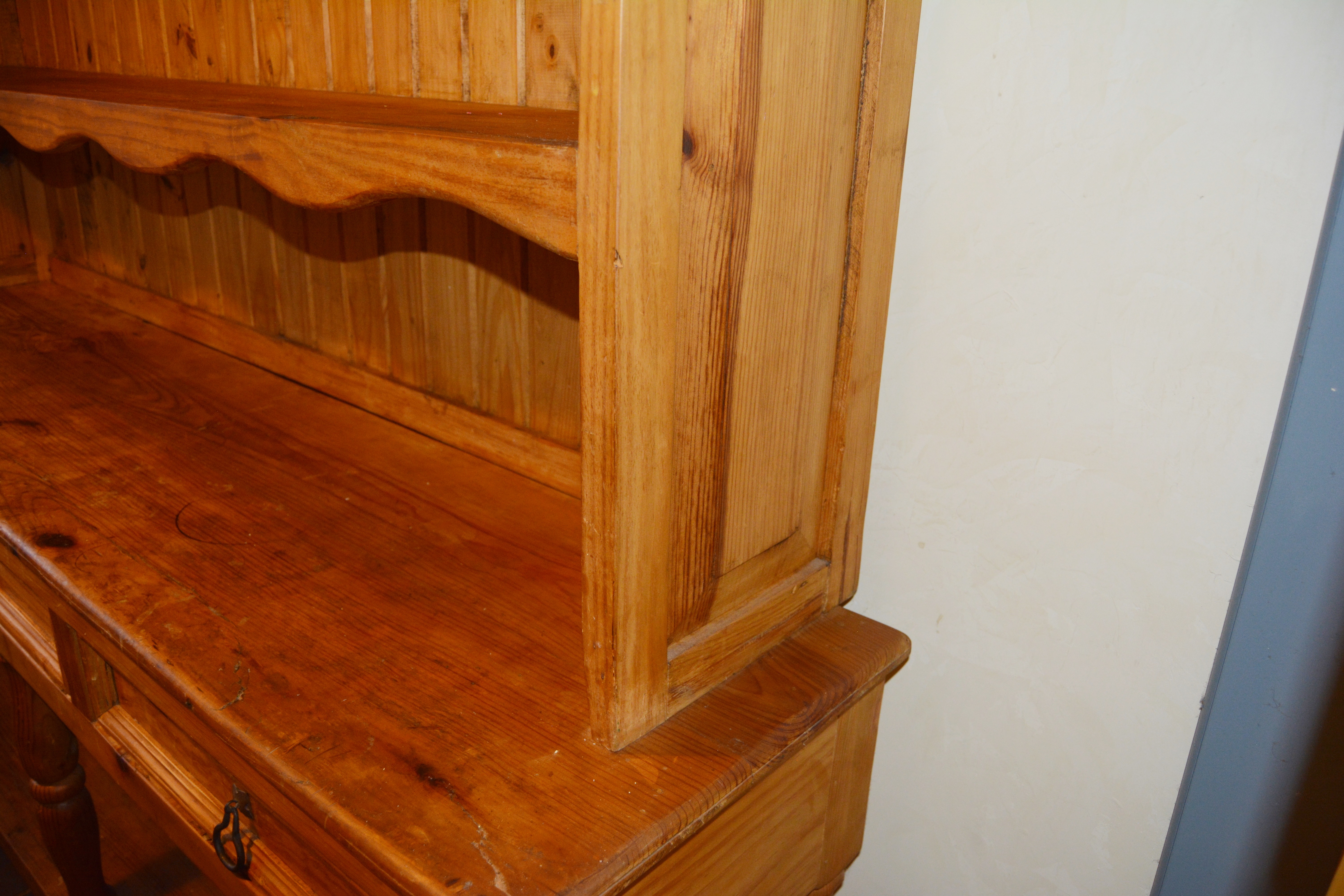 French Country Style Pine Hutch and Sideboard, 20th Century
