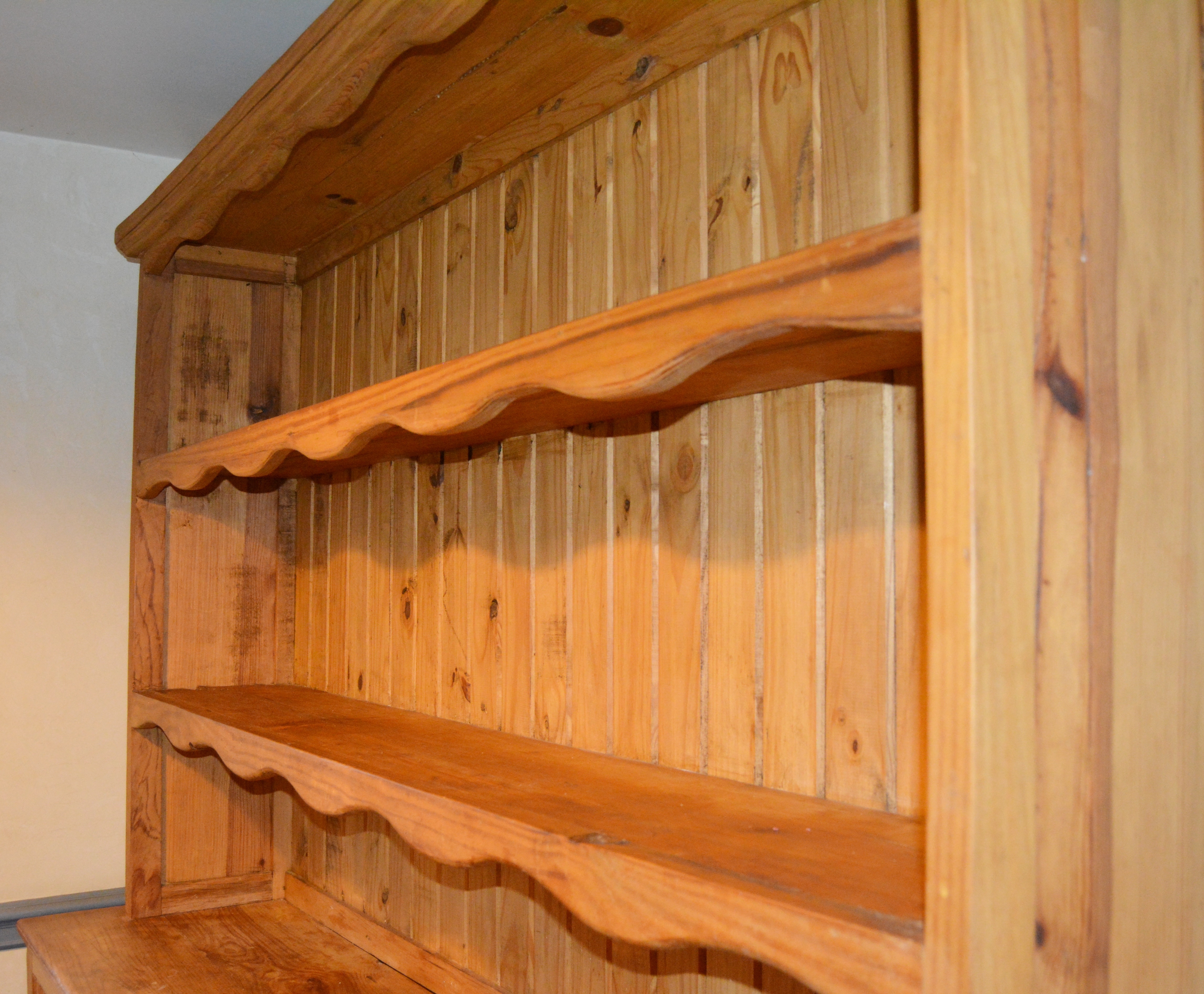 French Country Style Pine Hutch and Sideboard, 20th Century