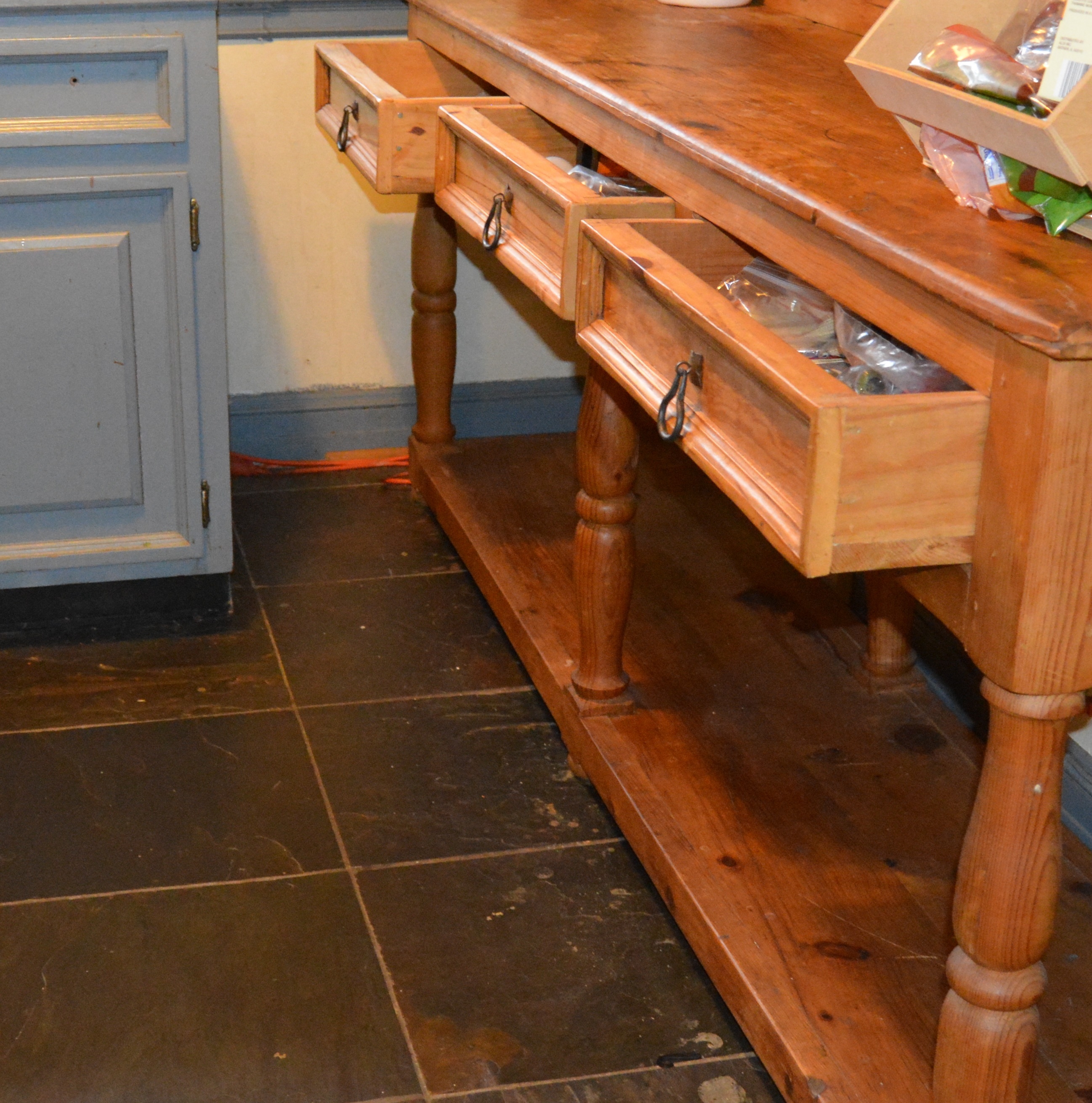 French Country Style Pine Hutch and Sideboard, 20th Century