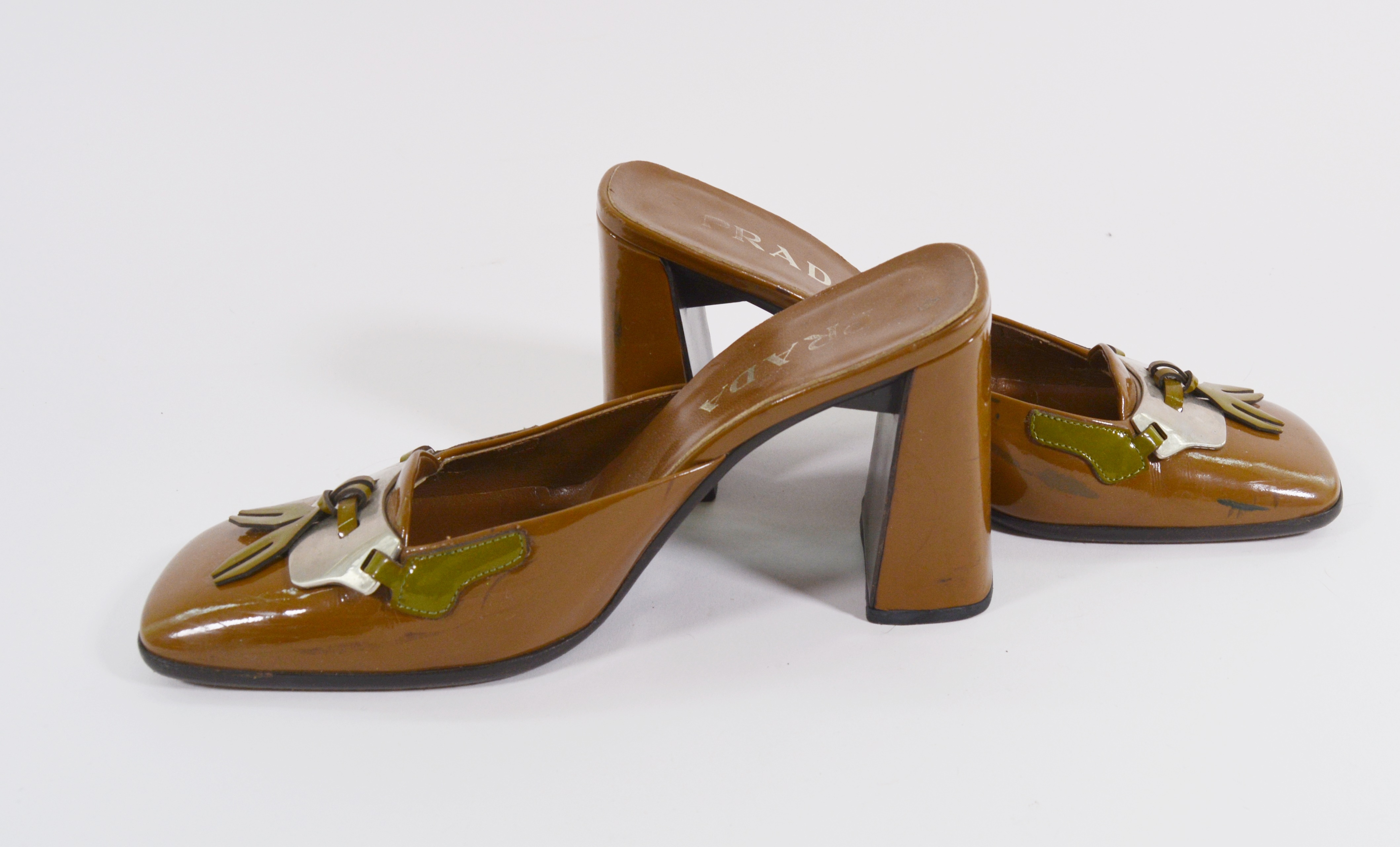 Prada Patent Leather Heeled Mules, Made in Italy