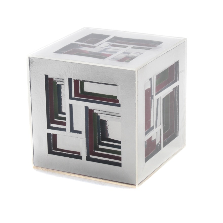 1969 Acrylic Geometric Cube Sculpture