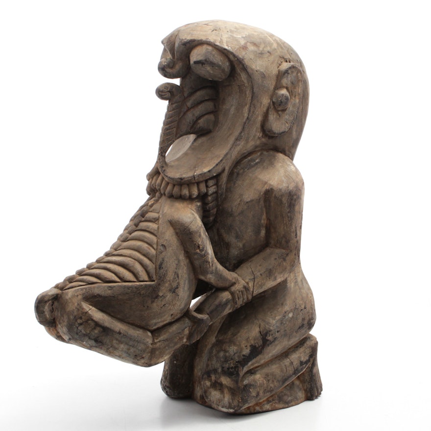 Hand Carved Pacific South Asian Style Sculpture