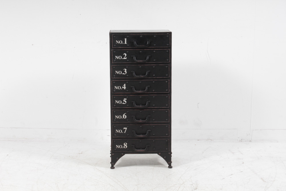 Industrial Metal Sylvia Accent Table With Numbered Drawers EBTH