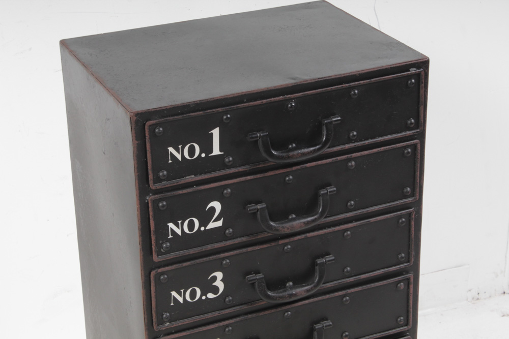 Industrial Metal Sylvia Accent Table With Numbered Drawers EBTH