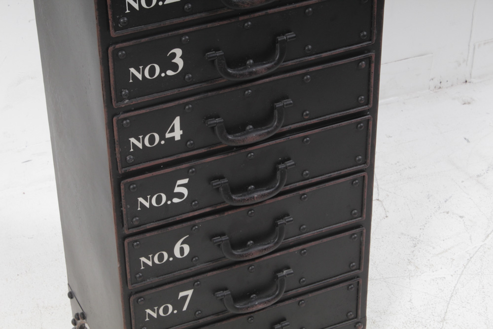 Industrial Metal Sylvia Accent Table With Numbered Drawers EBTH