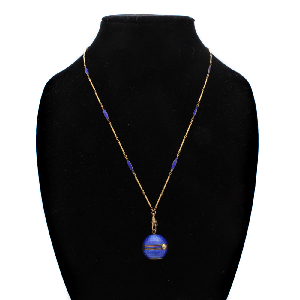 Victorian Bucherer Enamel Pendant Watch on Amerikaner Chain, circa 1890s