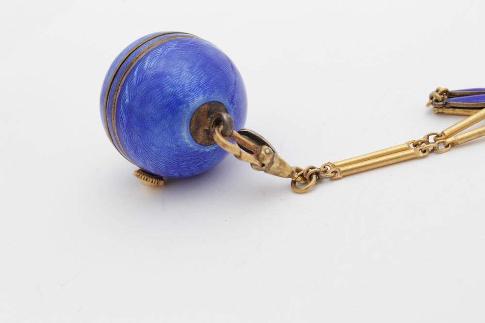 Victorian Bucherer Enamel Pendant Watch on Amerikaner Chain, circa 1890s