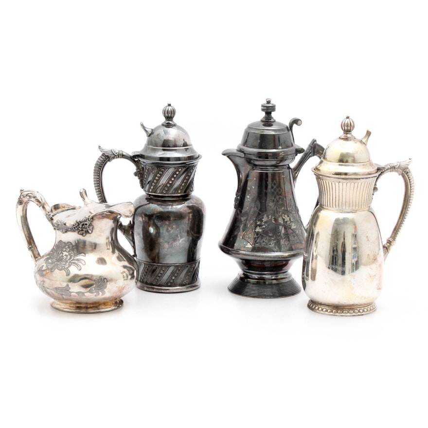 Four Victorian Era Silverplate Syrups