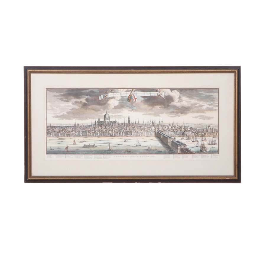 Hand-Colored Engraving of London after Johannes Kip