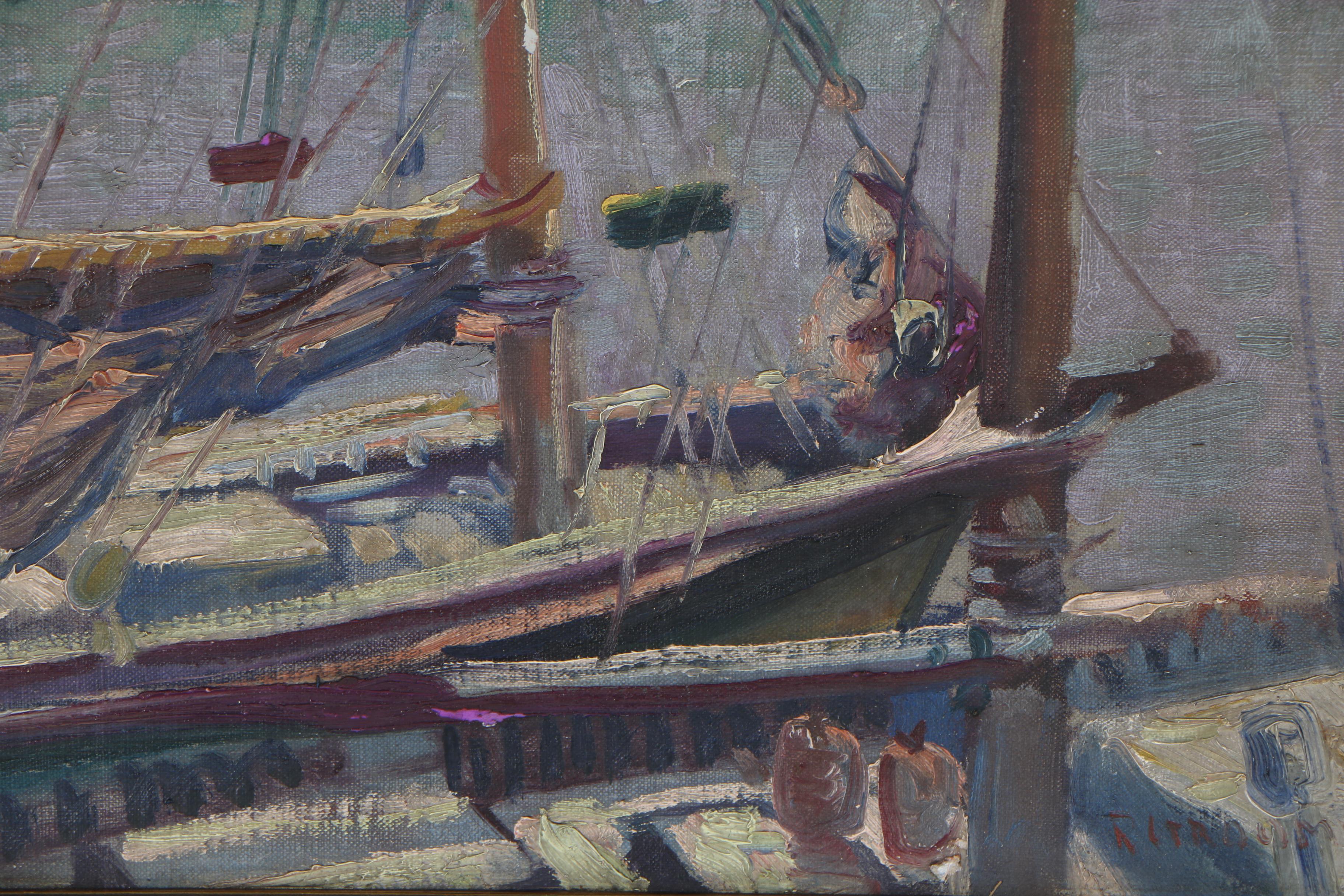 Reginald Grooms Oil Painting of Sailboats