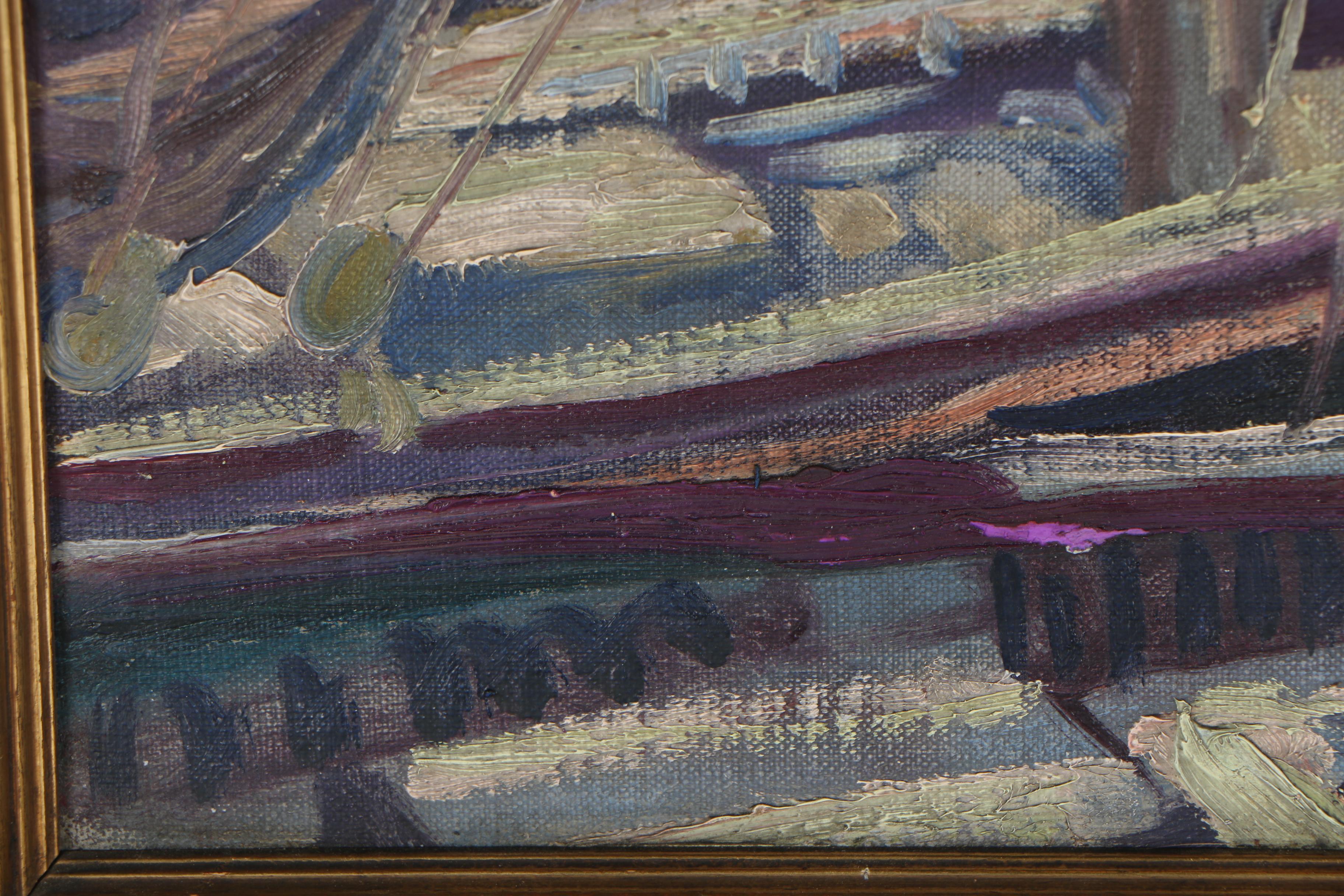 Reginald Grooms Oil Painting of Sailboats