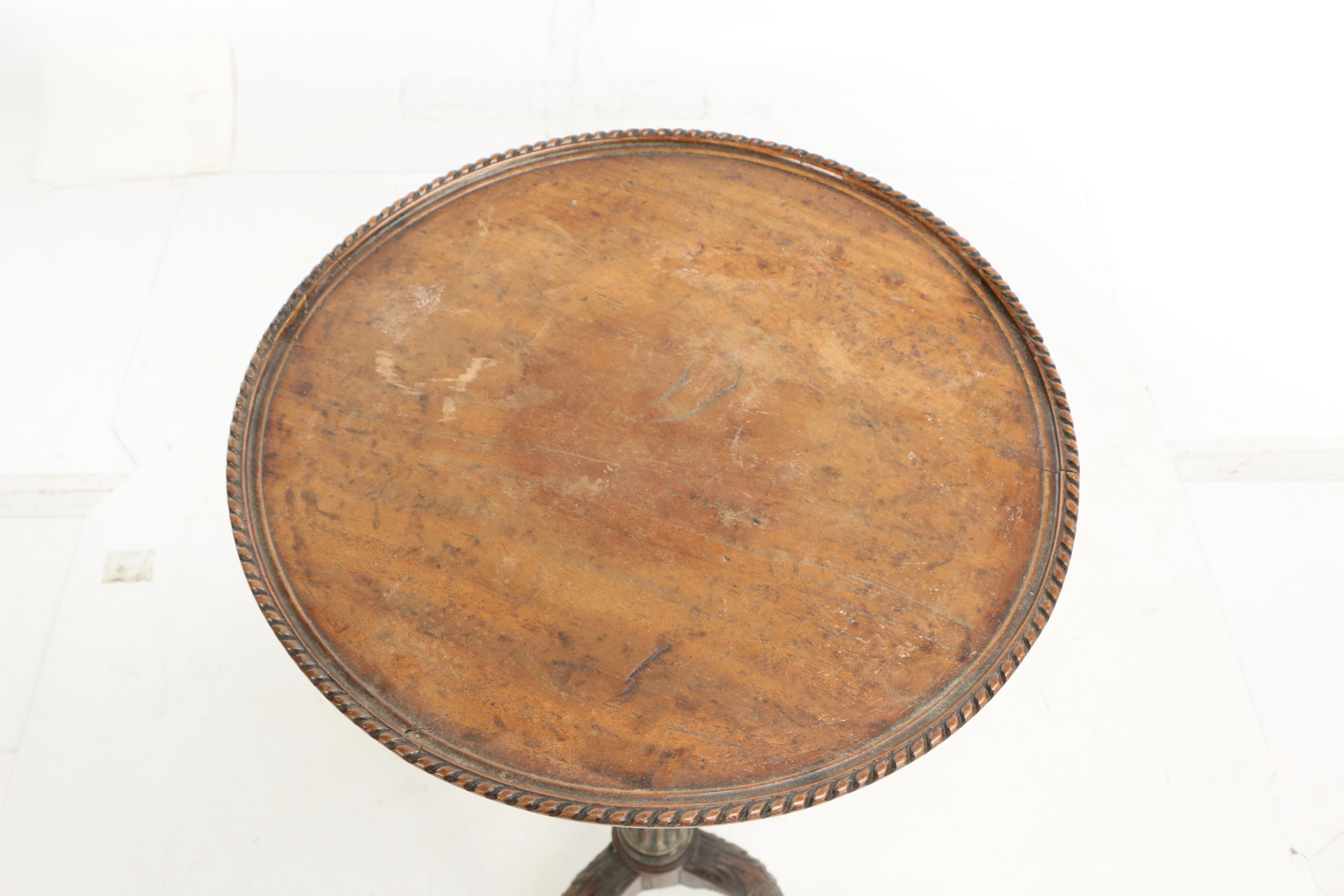 George III Style Carved Mahogany Tripod Pedestal, Late 19th/Early 20th Century