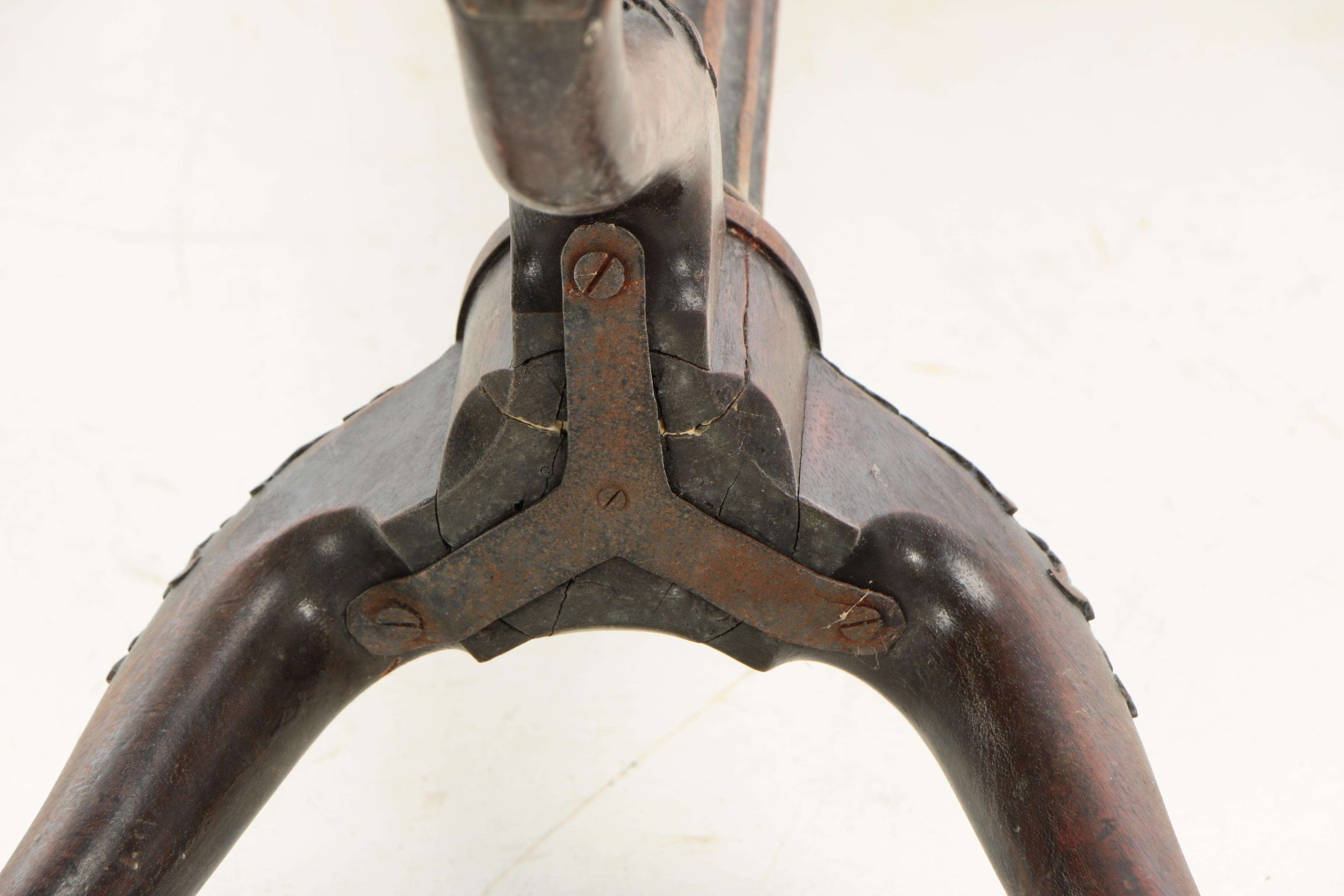 George III Style Carved Mahogany Tripod Pedestal, Late 19th/Early 20th Century