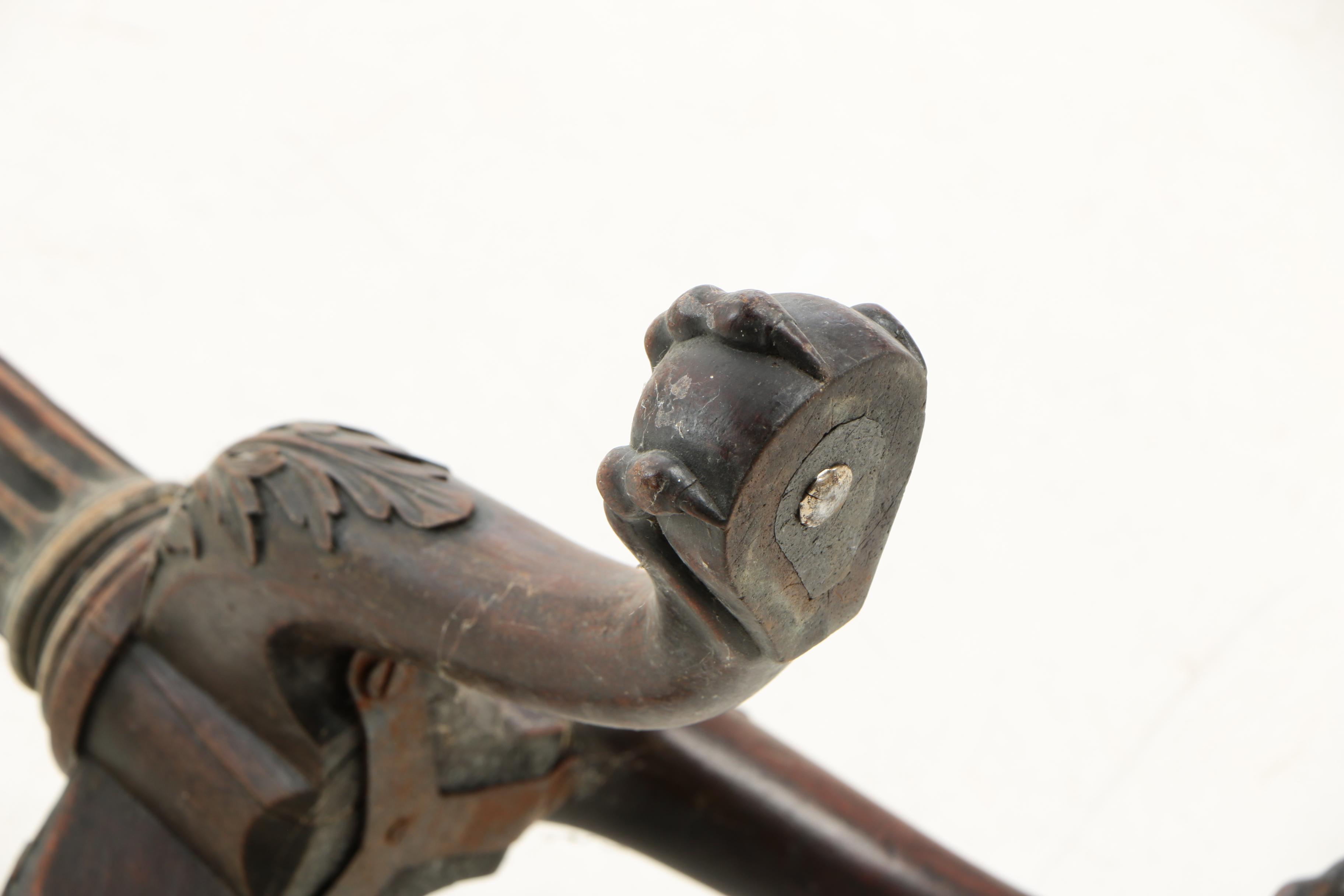 George III Style Carved Mahogany Tripod Pedestal, Late 19th/Early 20th Century