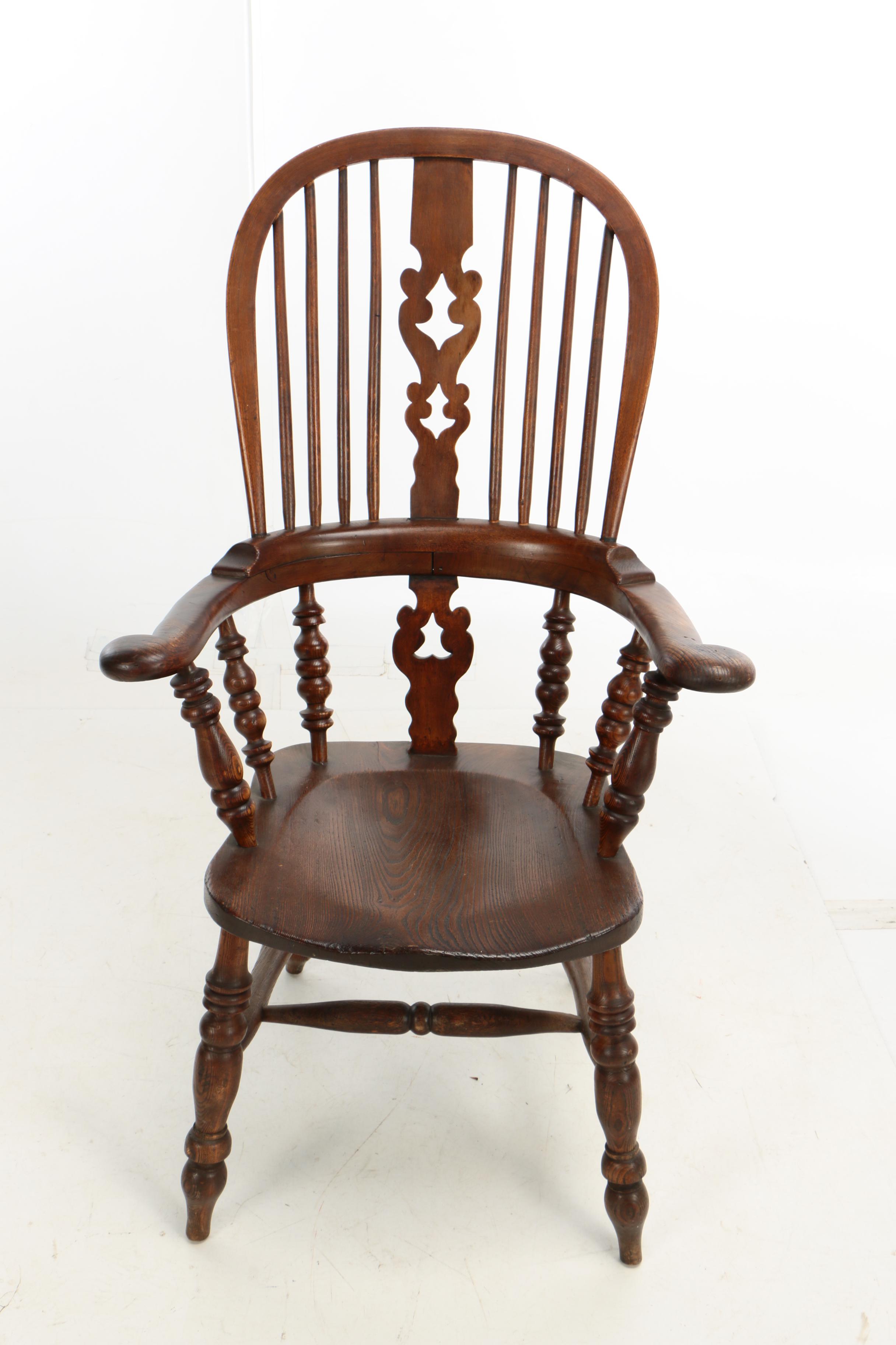 English Elm and Beech Windsor Armchair by W.F. Co. Ltd., Early 20th Century