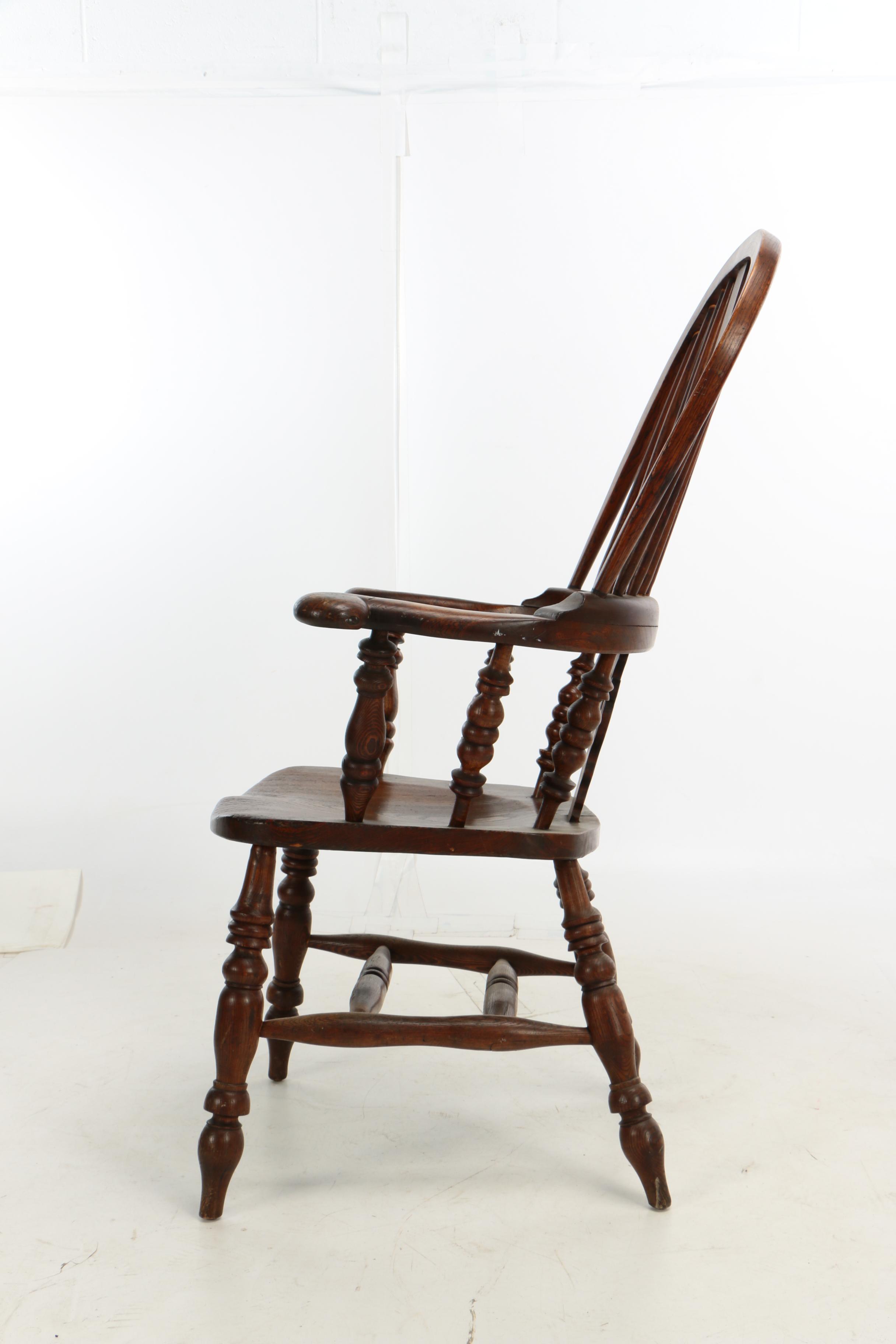English Elm and Beech Windsor Armchair by W.F. Co. Ltd., Early 20th Century