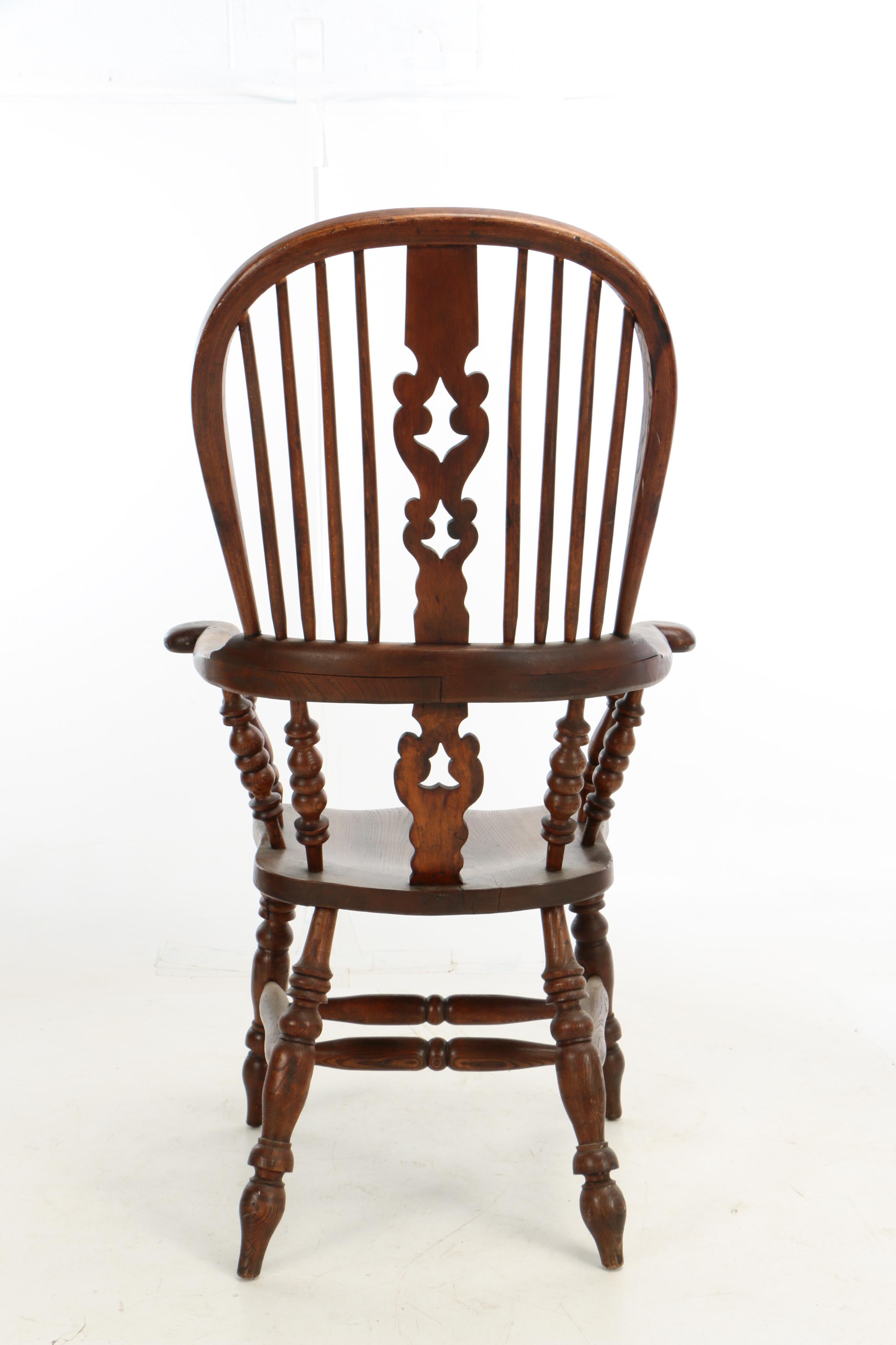 English Elm and Beech Windsor Armchair by W.F. Co. Ltd., Early 20th Century