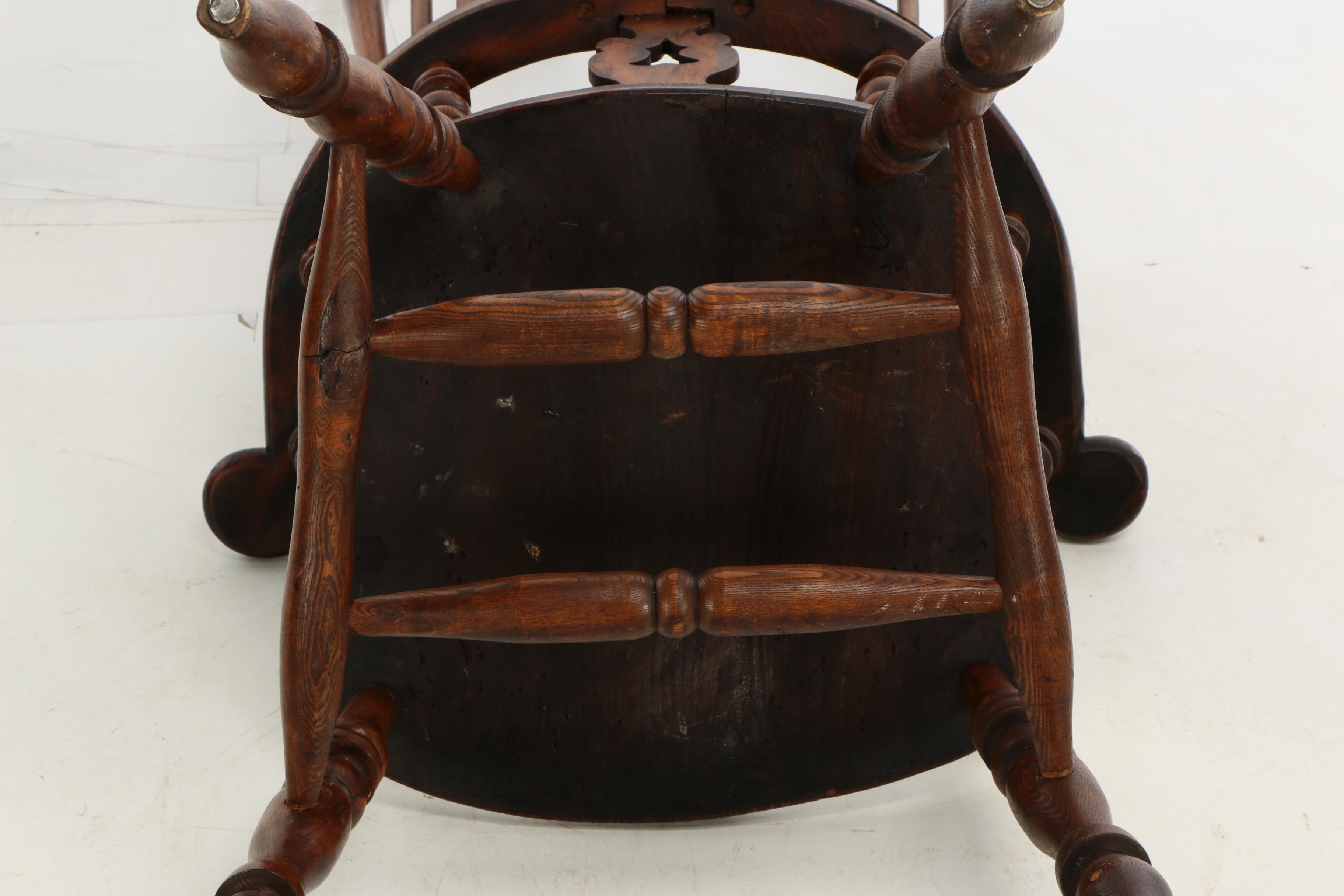 English Elm and Beech Windsor Armchair by W.F. Co. Ltd., Early 20th Century