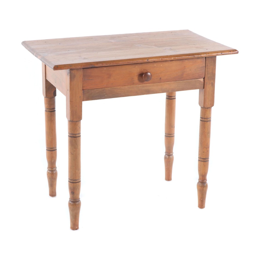 Federal Style Pine Side Table with Drawer, Late 19th Century