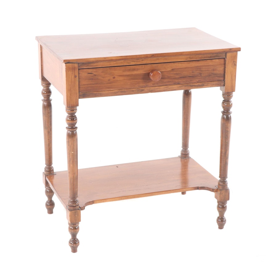 Federal Style Walnut Side Table with Drawer, Mid-20th Century