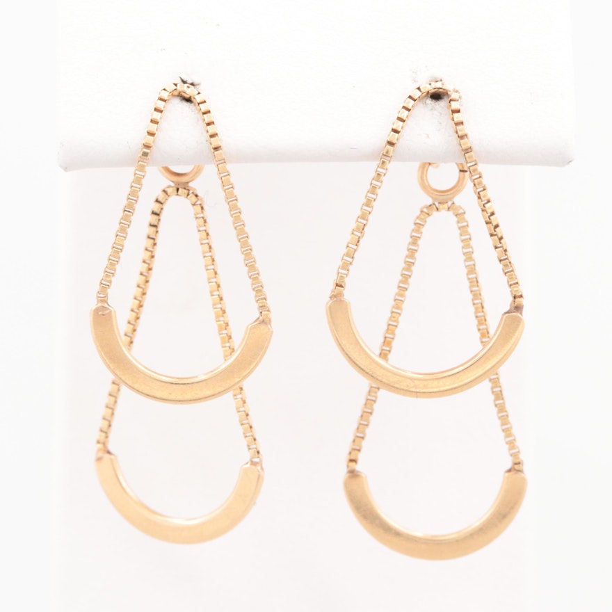 14K Yellow Gold Half-Circle Dangle Earrings