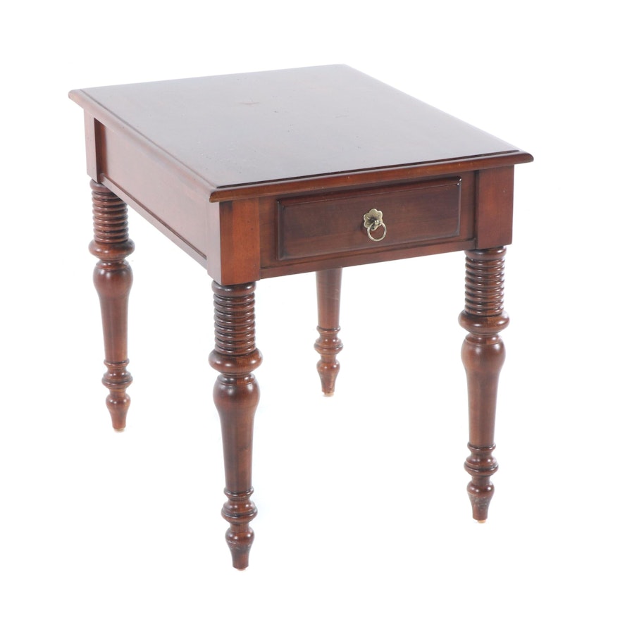 "Mitchell" Walnut Stained Wooden End Table by Ethan Allen, 21st Century