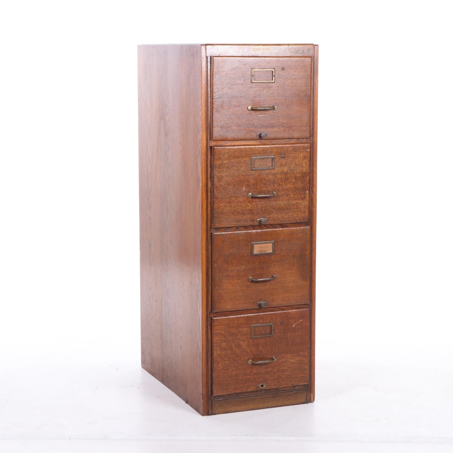 Shaw and Walker Oak Filing Cabinet, Early to Mid 20th Century