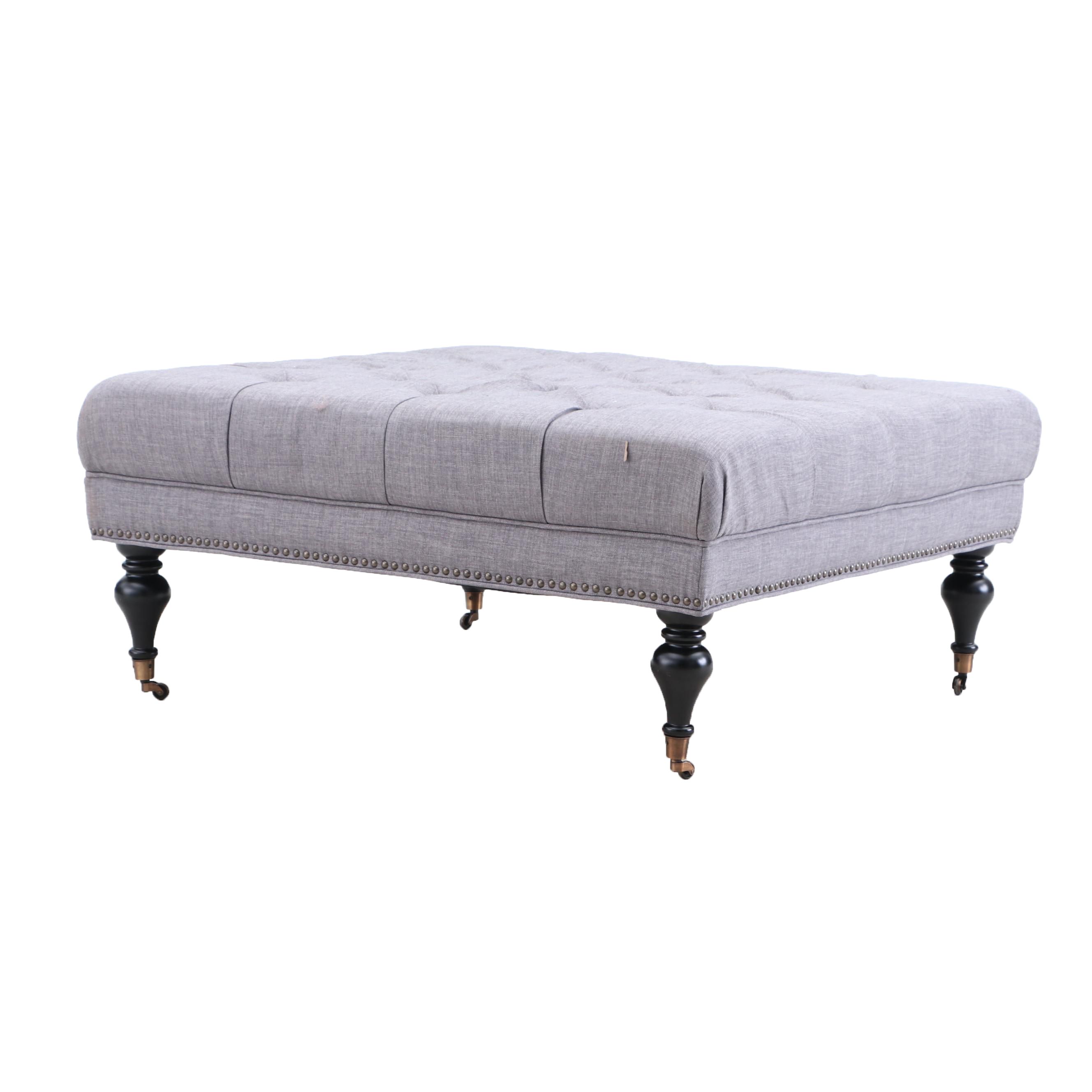 Button Tufted Upholstered Ottoman in Gray by Coaster