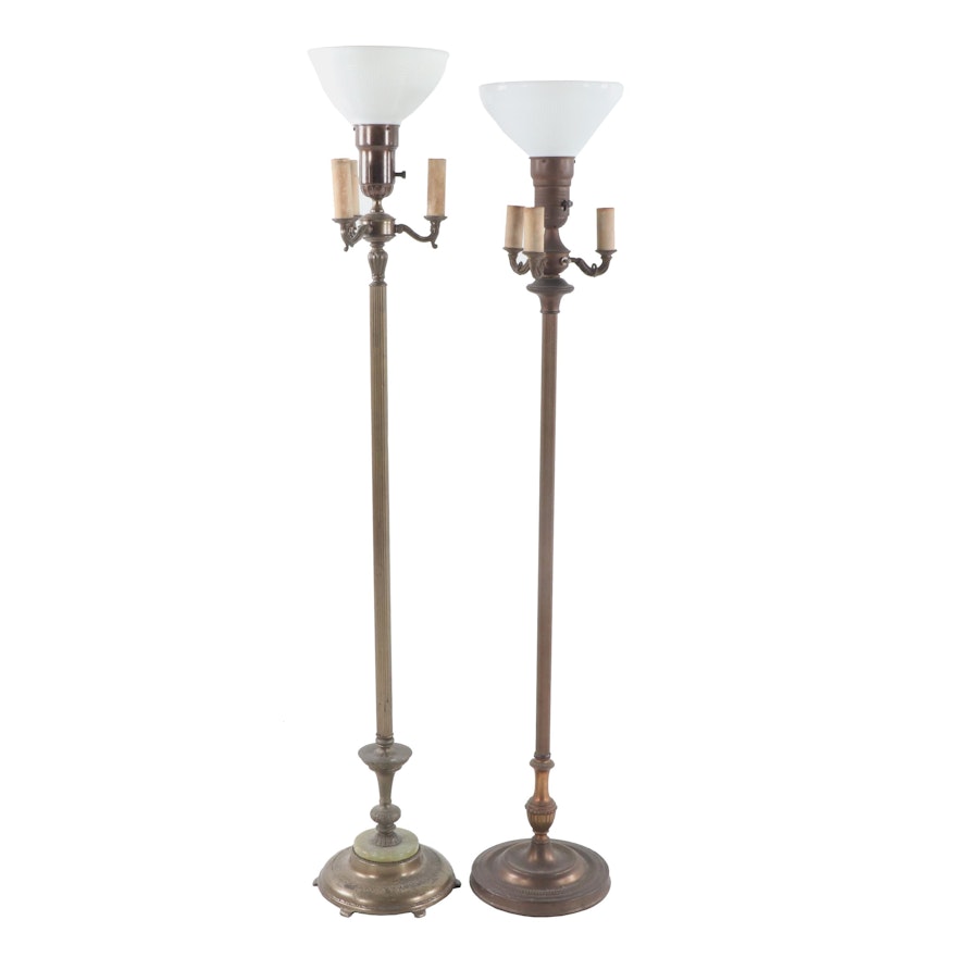 Metal Torchiere Candelabra Floor Lamps, Early 20th Century
