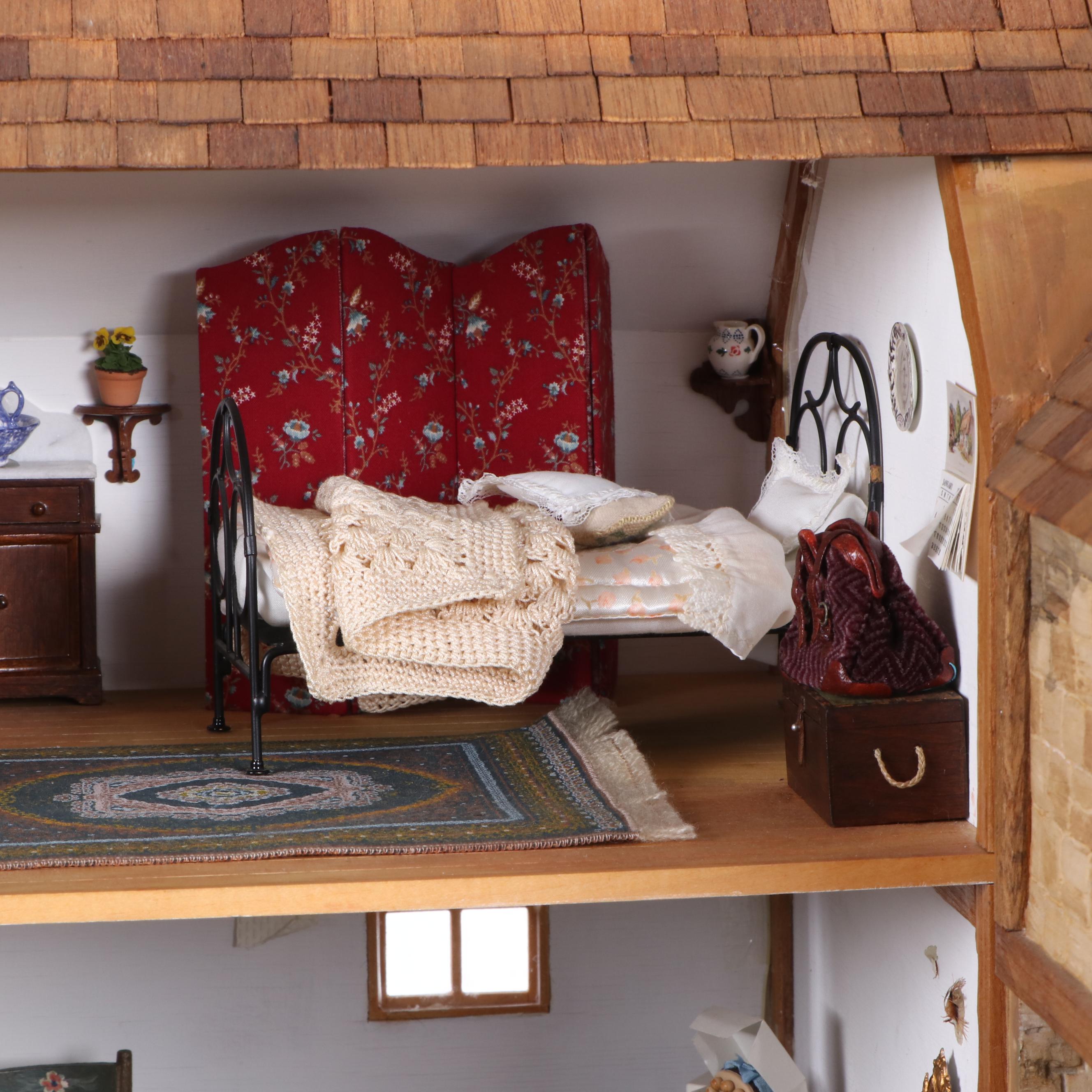 Brian Nichols Furnished Fisherman's Cottage Dollhouse Miniature, 1990