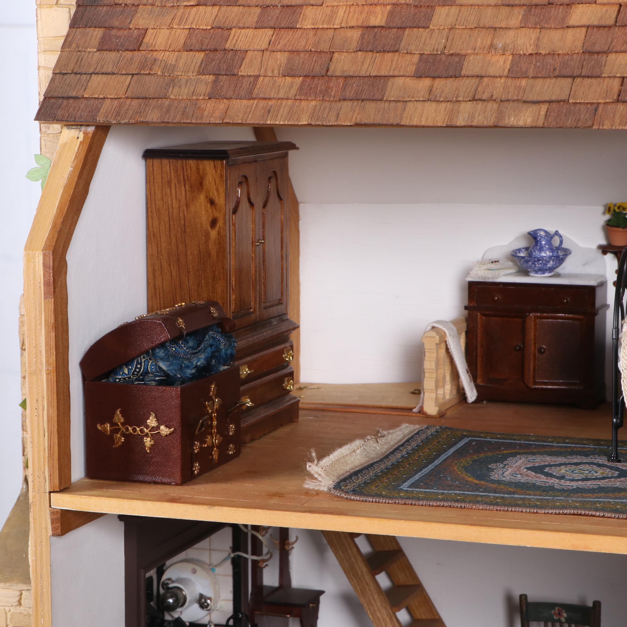 Brian Nichols Furnished Fisherman's Cottage Dollhouse Miniature, 1990