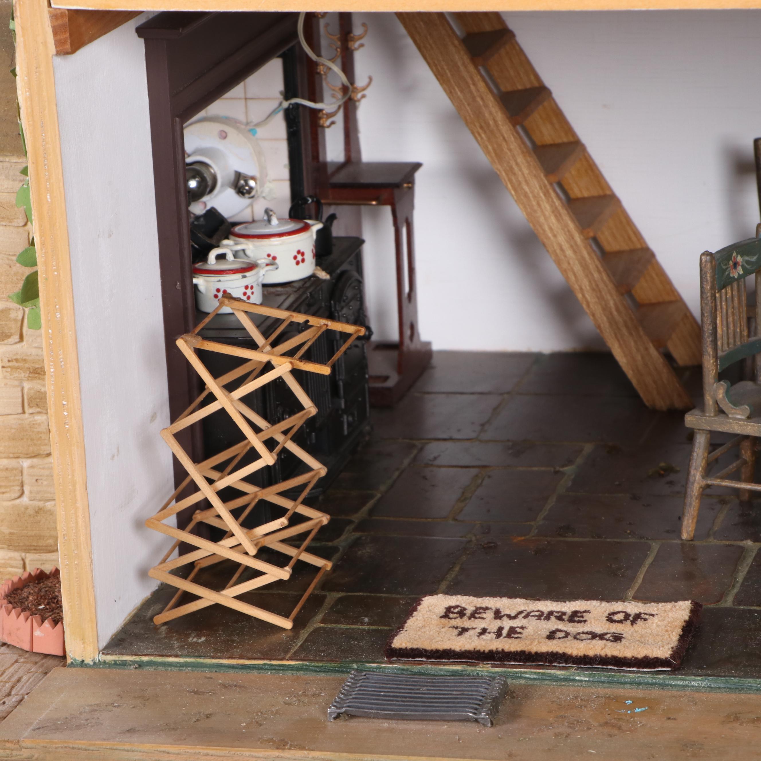 Brian Nichols Furnished Fisherman's Cottage Dollhouse Miniature, 1990