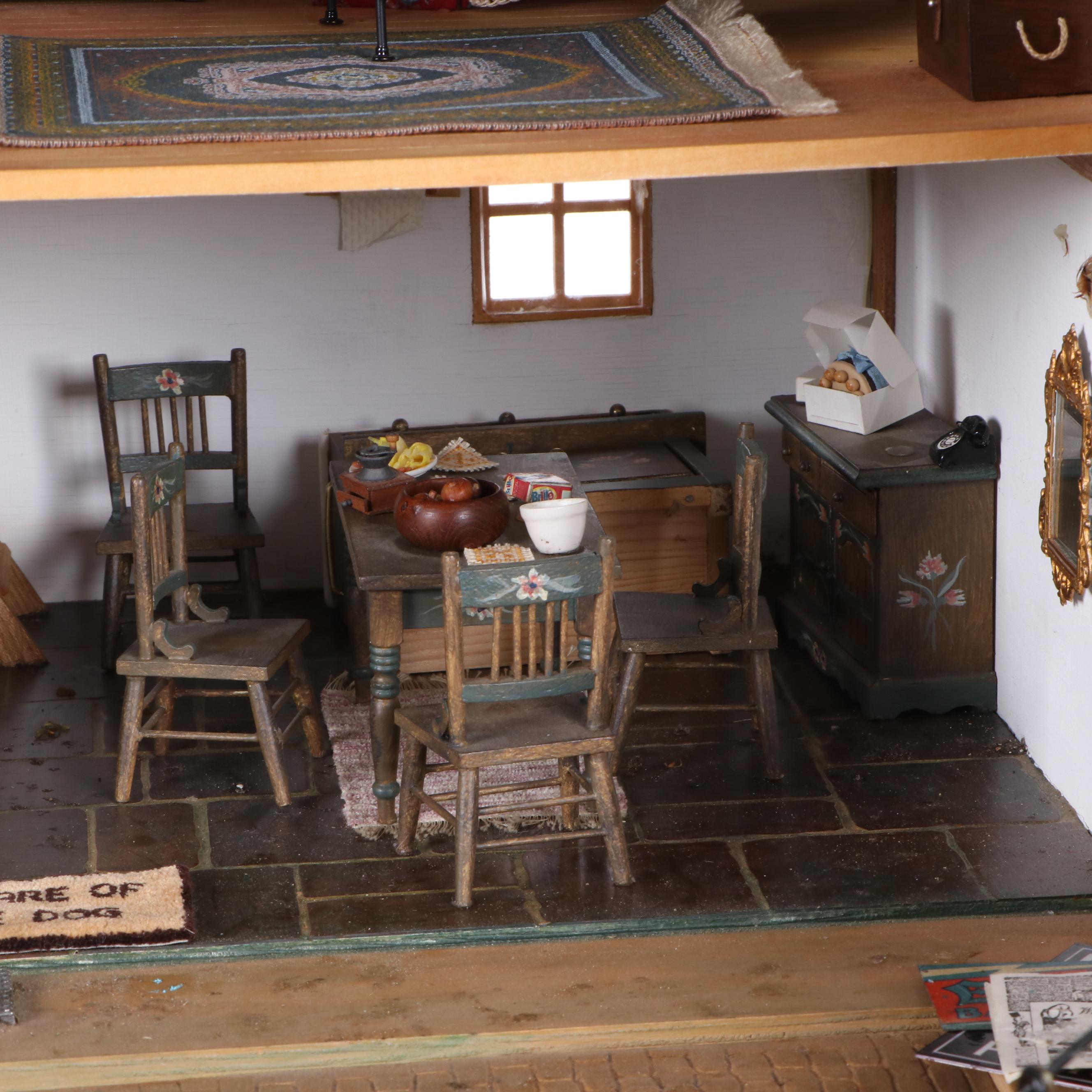 Brian Nichols Furnished Fisherman's Cottage Dollhouse Miniature, 1990