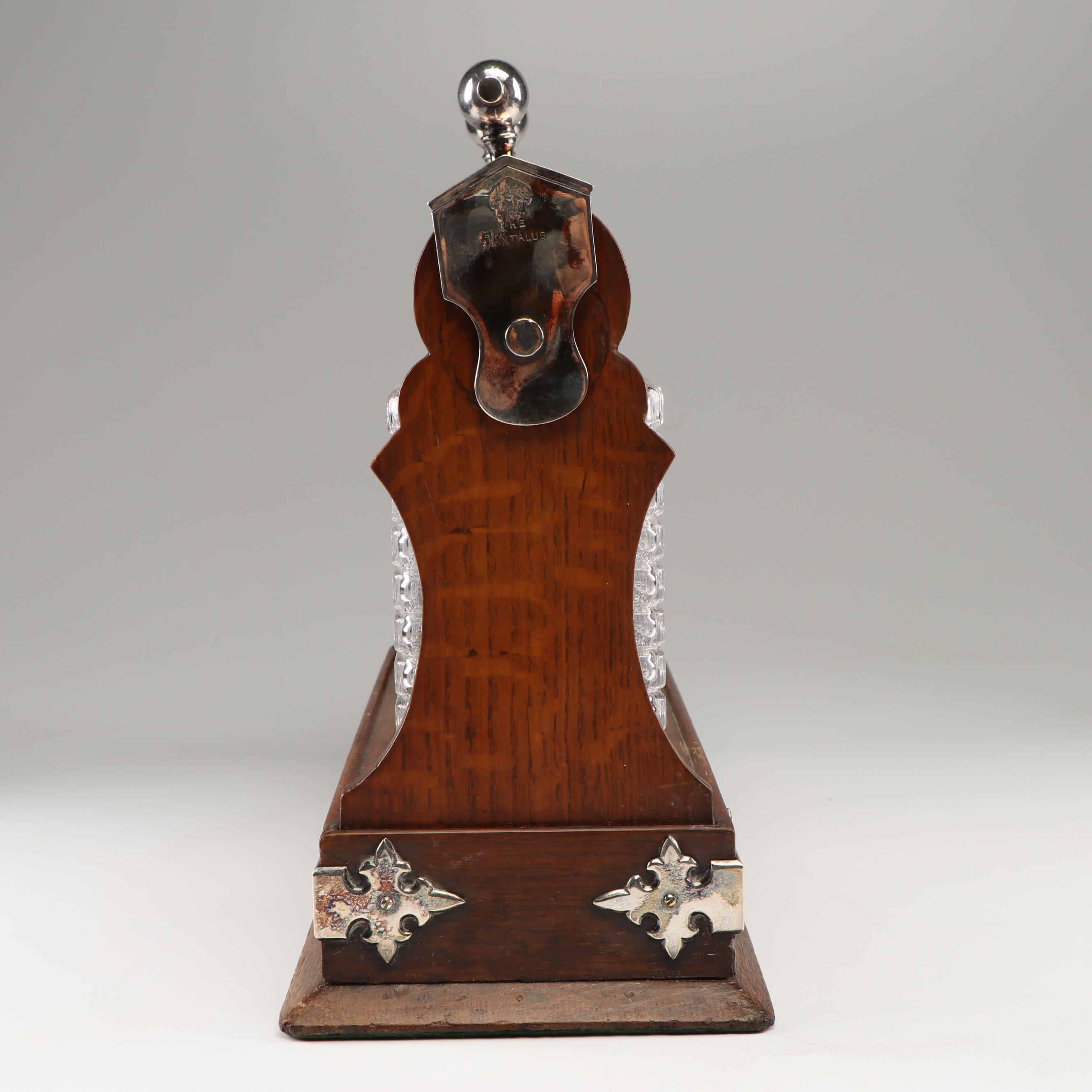 Daniel & Arter Oak and Silver Plate Tantalus, Early 20th Century