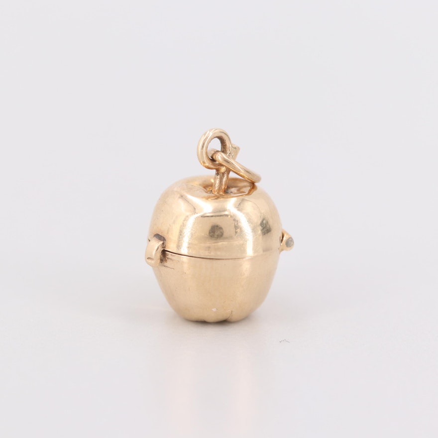 14K Yellow Gold Apple Motif Poison Pendant